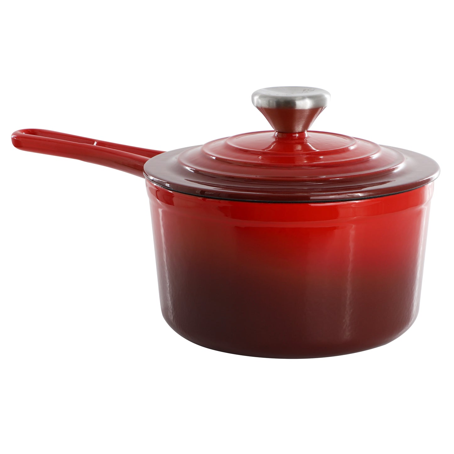 MegaChef 2 qt Enameled Cast Iron Sauce Pan in Gradient Red
