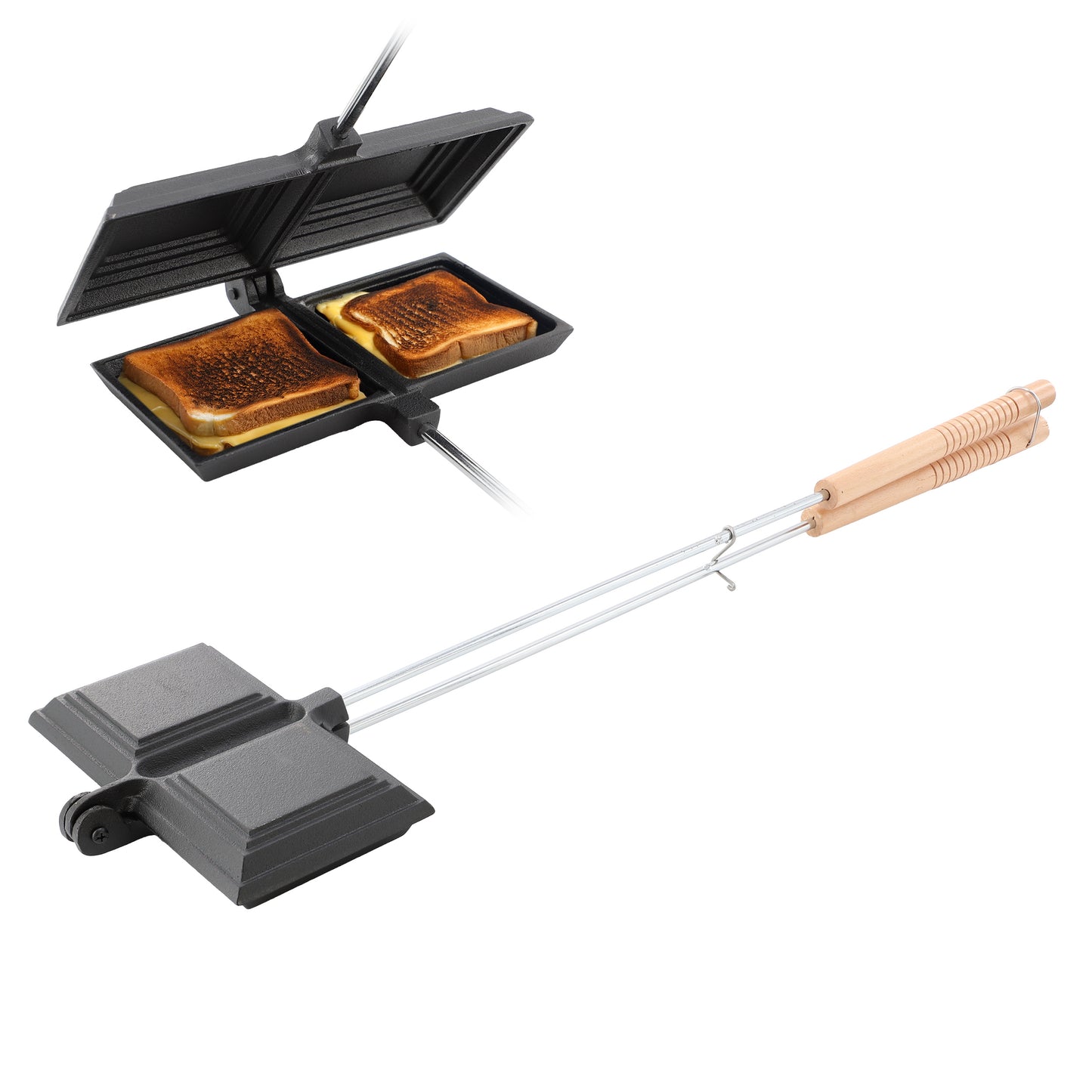 Megachef 8.26" Cast Iron Pie Iron Outdoor/Camping Cookware w Long Handle