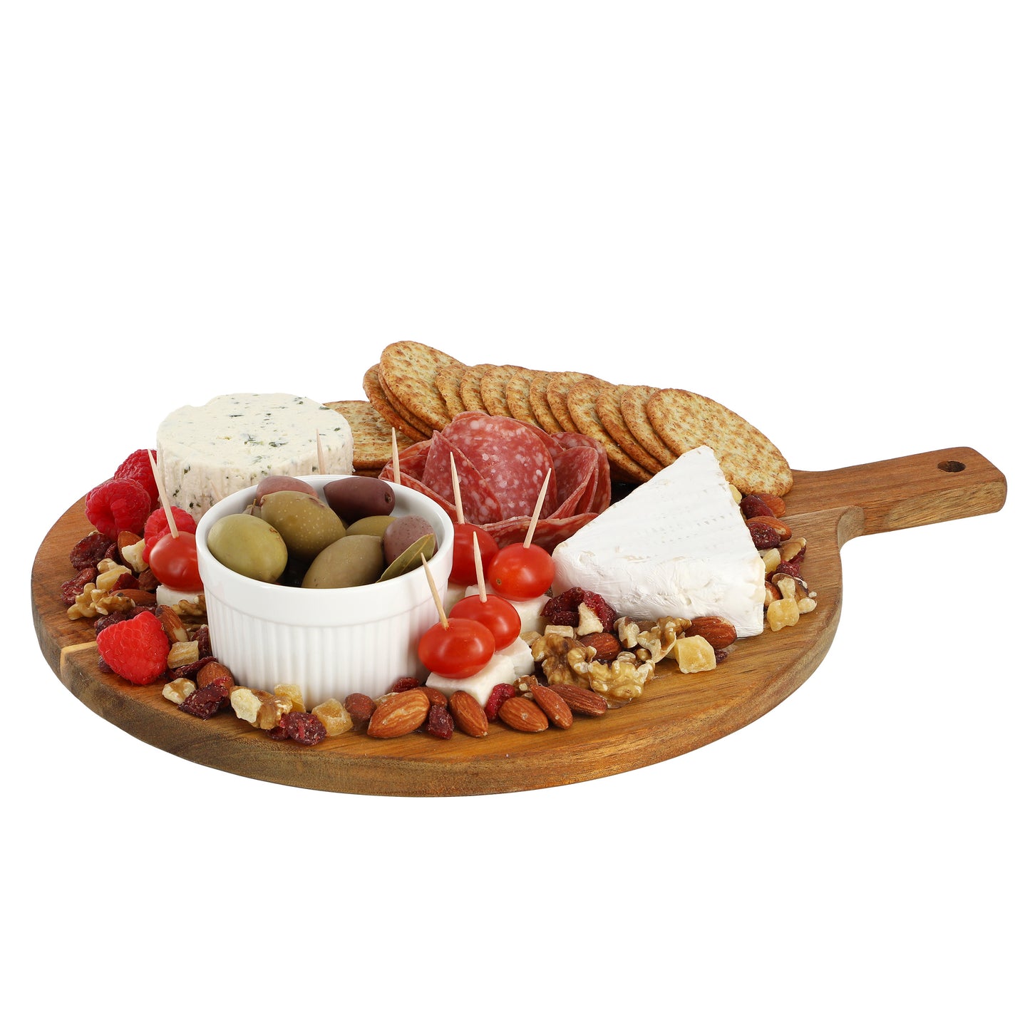 MegaChef 12" Acacia Wood Round Serving Board w Handle