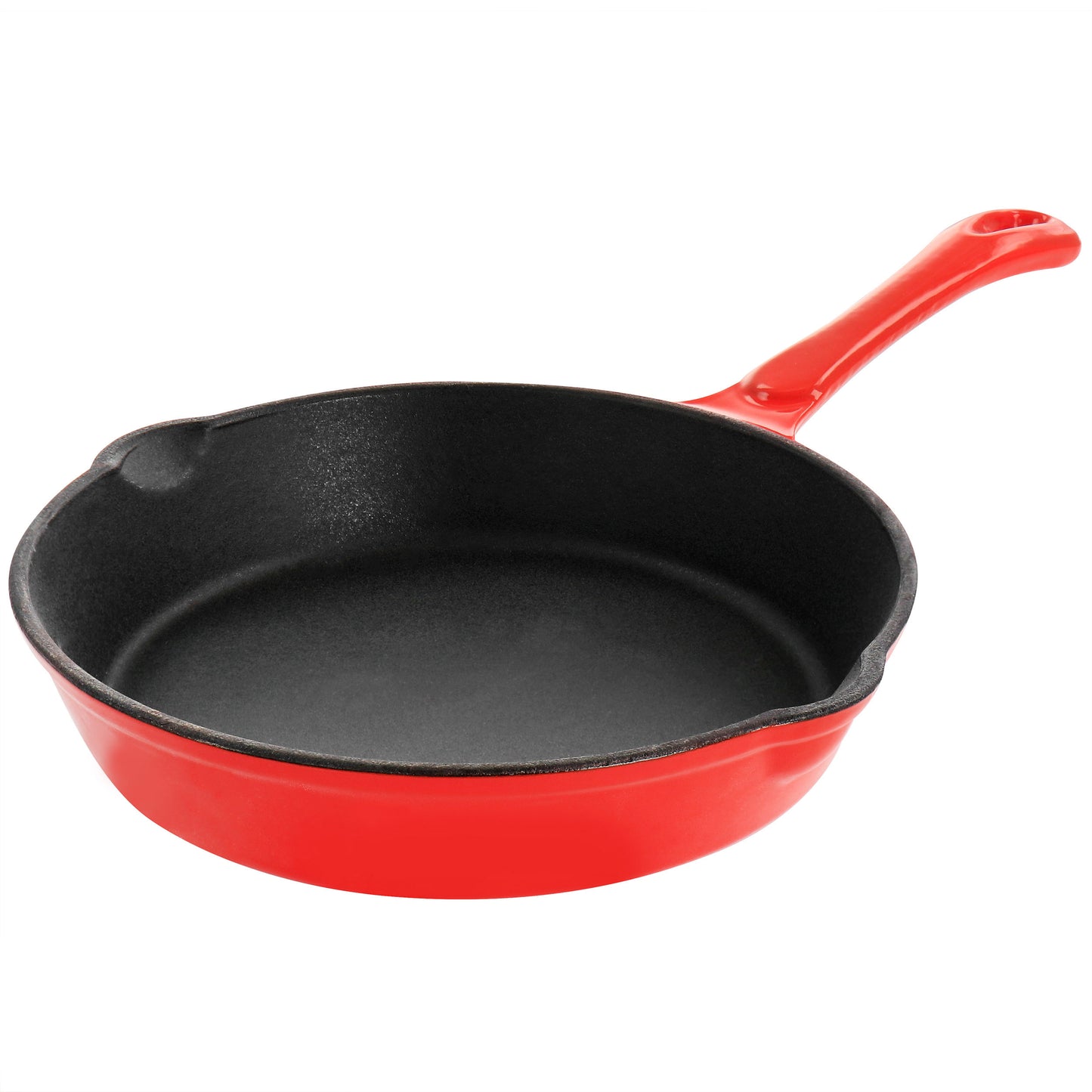 MegaChef Enameled Round 8" PreSeasoned Cast Iron Frying Pan in Red