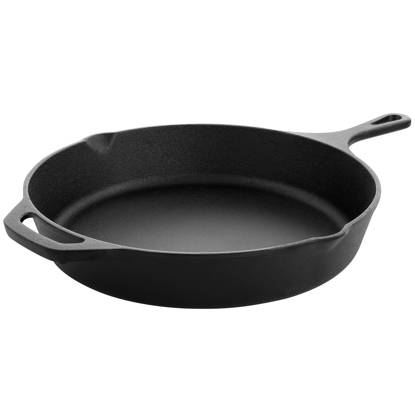 MegaChef 12" Round Preseasoned Cast Iron Frying Pan in Black