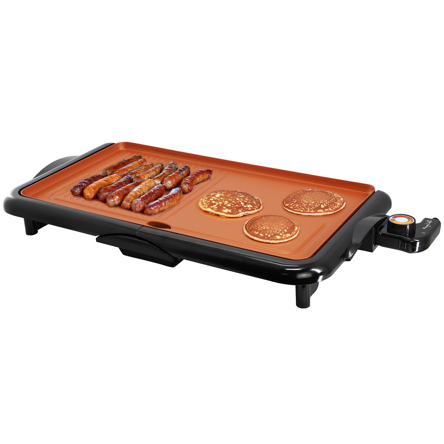 MegaChef 18.89" Electric Grill & Griddle Black w Copper Coating