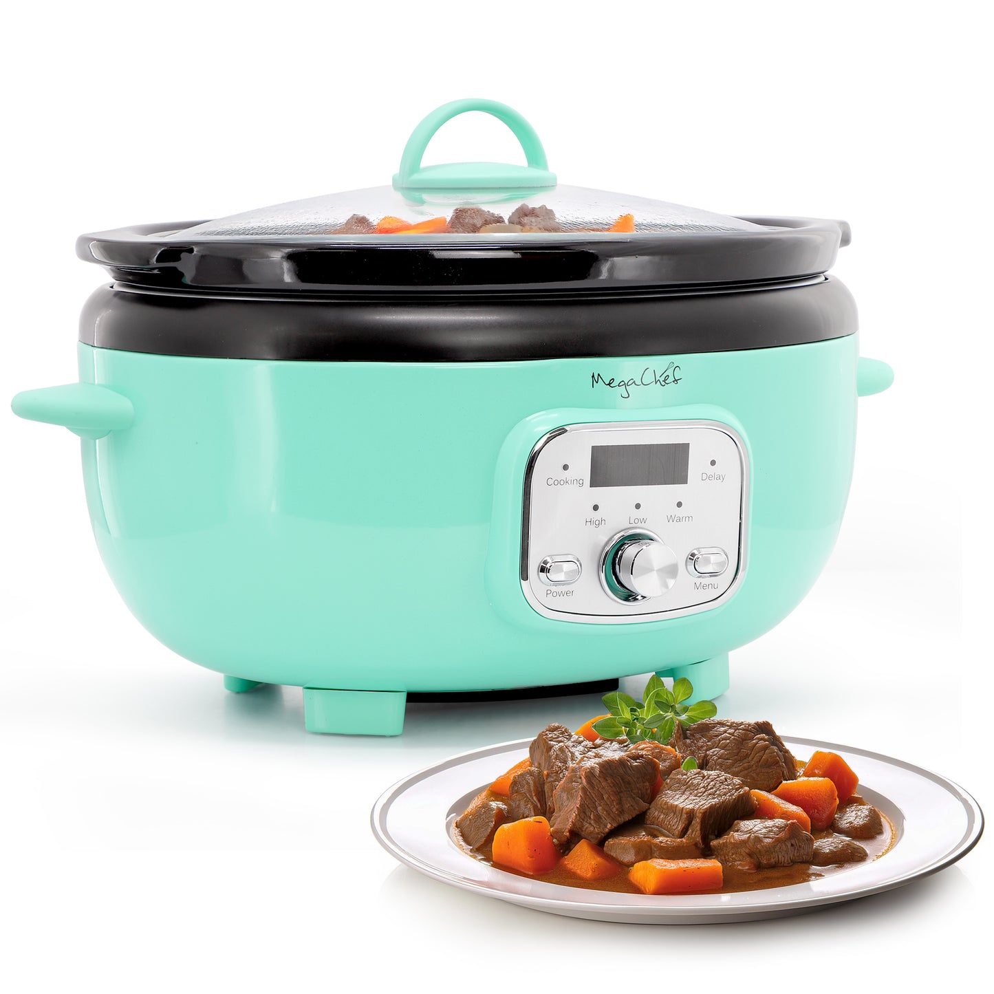 MegaChef 3.7 qt Oval Electric Slow Cooker Turquoise