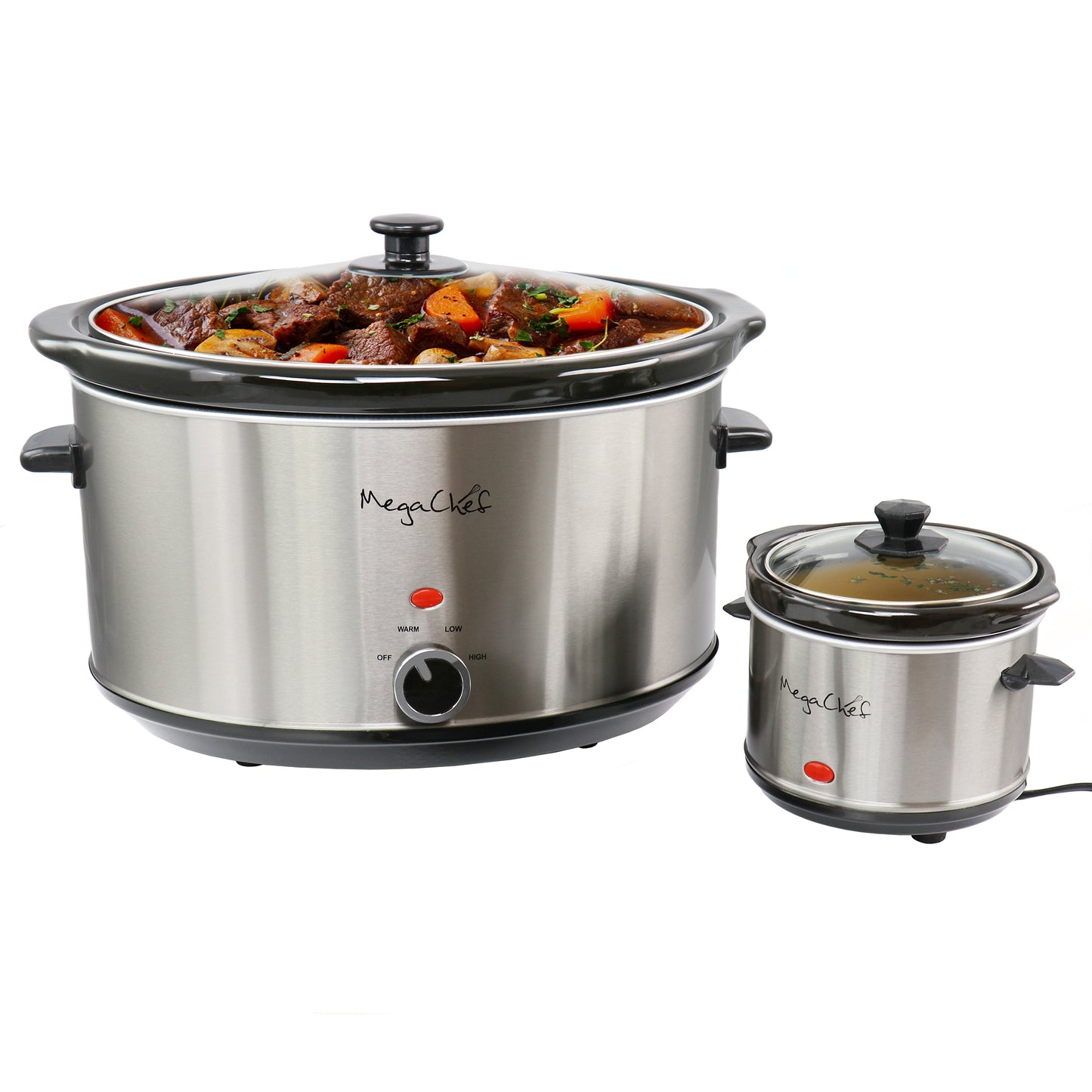 MegaChef 8 Qt Slow Cooker w Bouns Mini 0.6 Qt Warmer