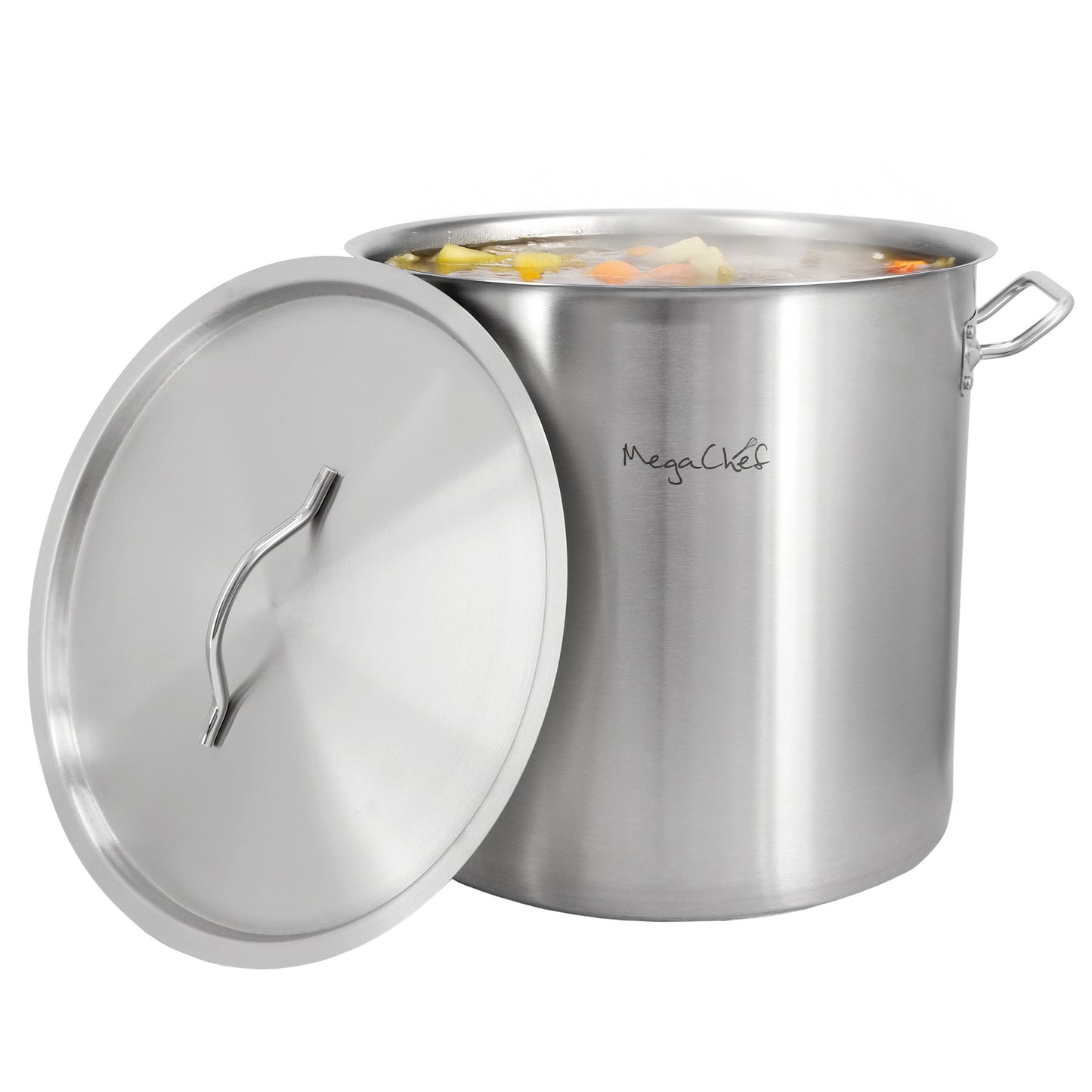 MegaChef Professional Kitchen 38.5 qt Round Stainless Steel Stock Pot w Lid