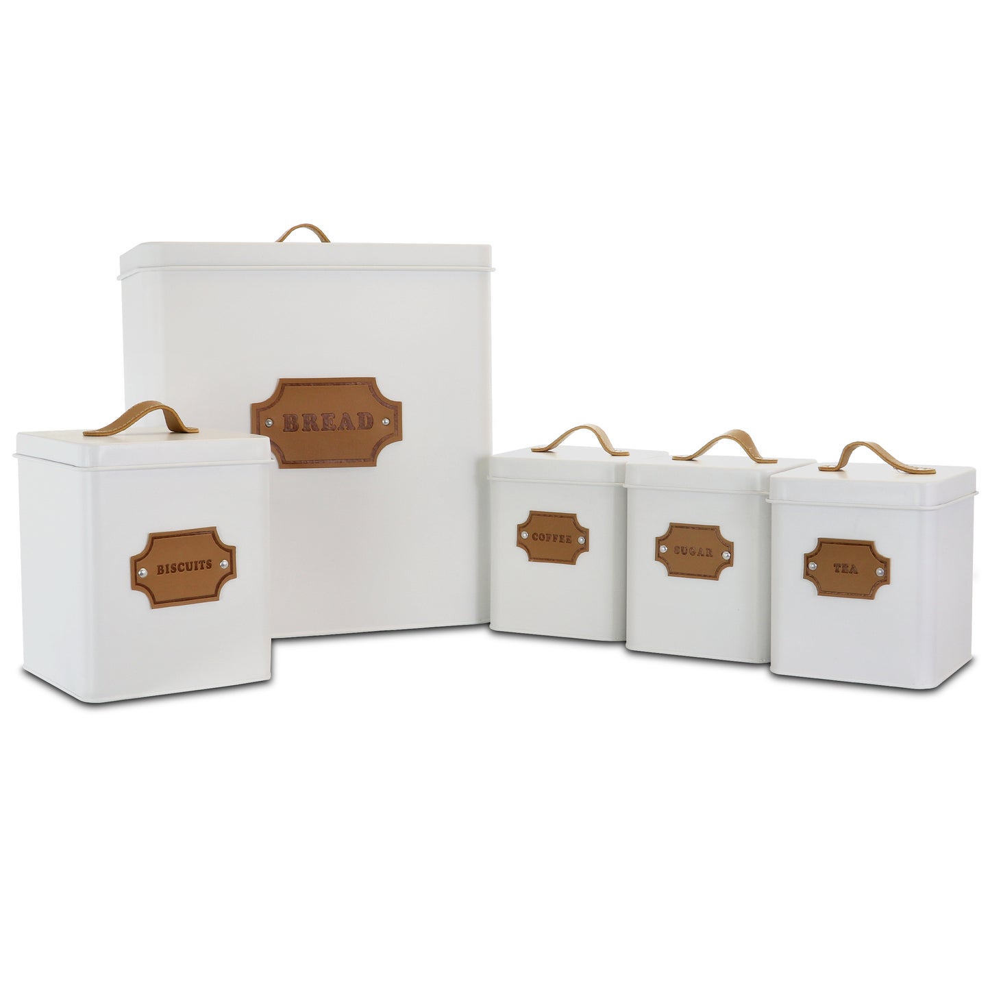 MegaChef Kitchen Food Storage & Organization 5 Piece Canister Set in White