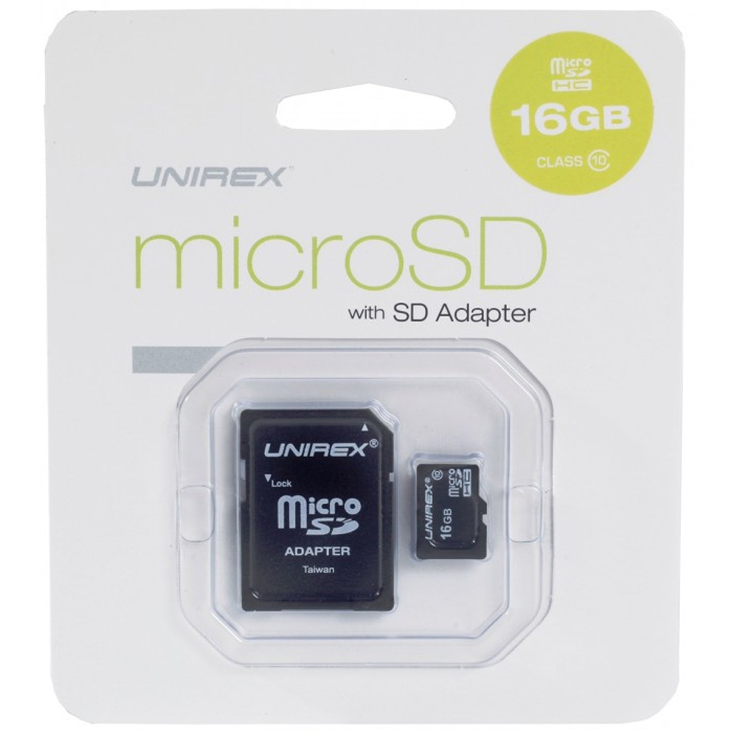 Unirex MicroSD High Capacity Card 16GB Class 6 w SD Adapter