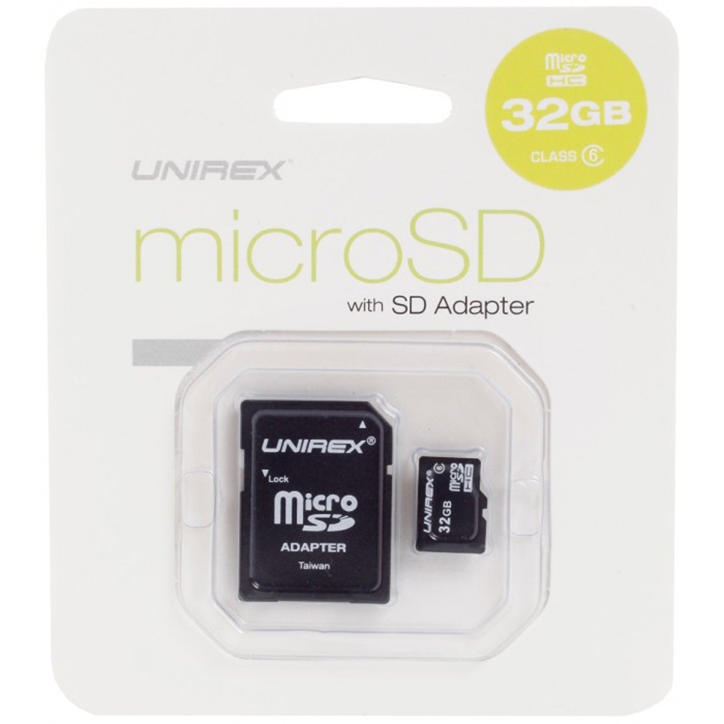 Unirex MicroSD High Capacity Card 32GB Class 6 w SD Adapter