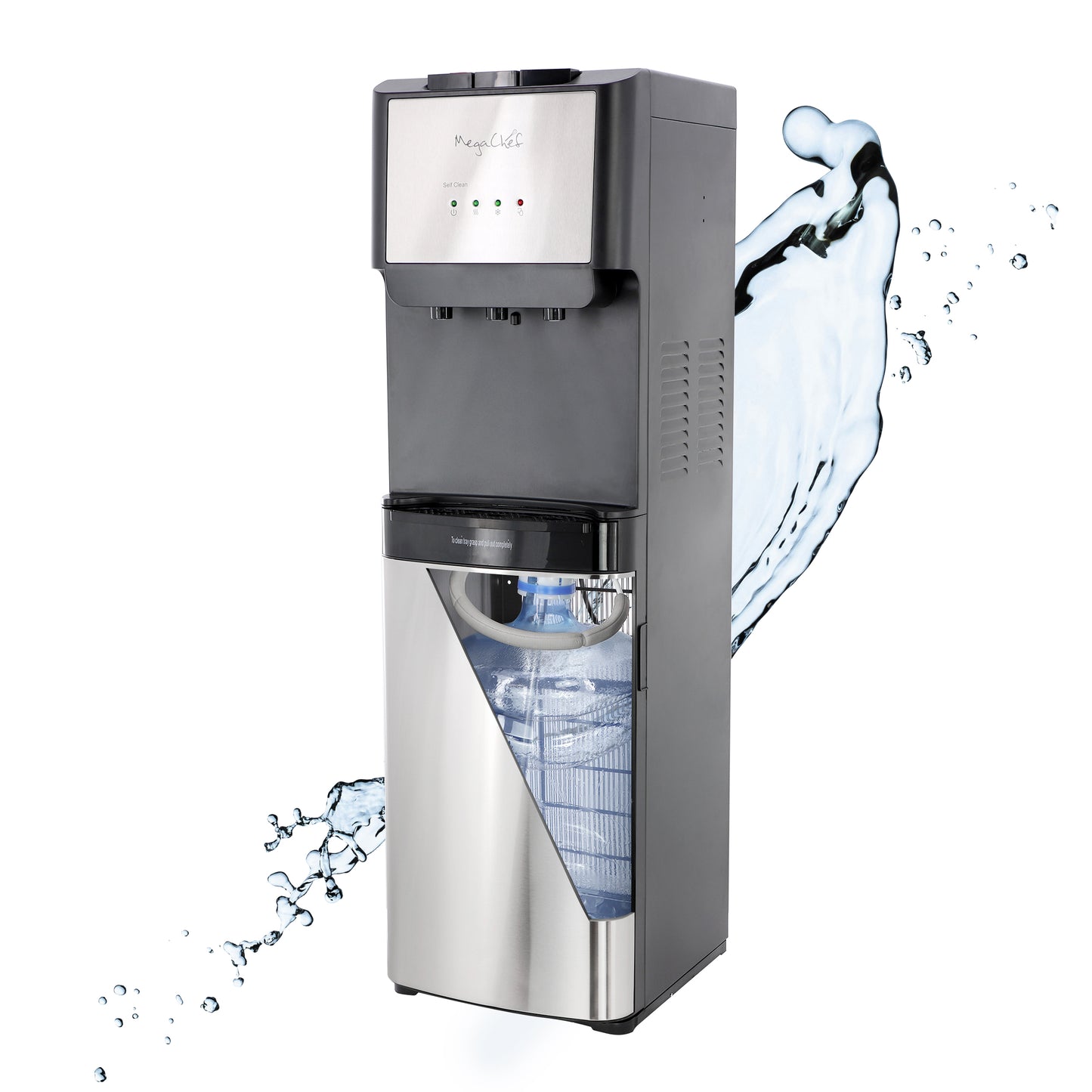 MegaChef 5 Gallon Hot Cold & Room Temp Bottom Load Water Dispenser w UV Self-Cle