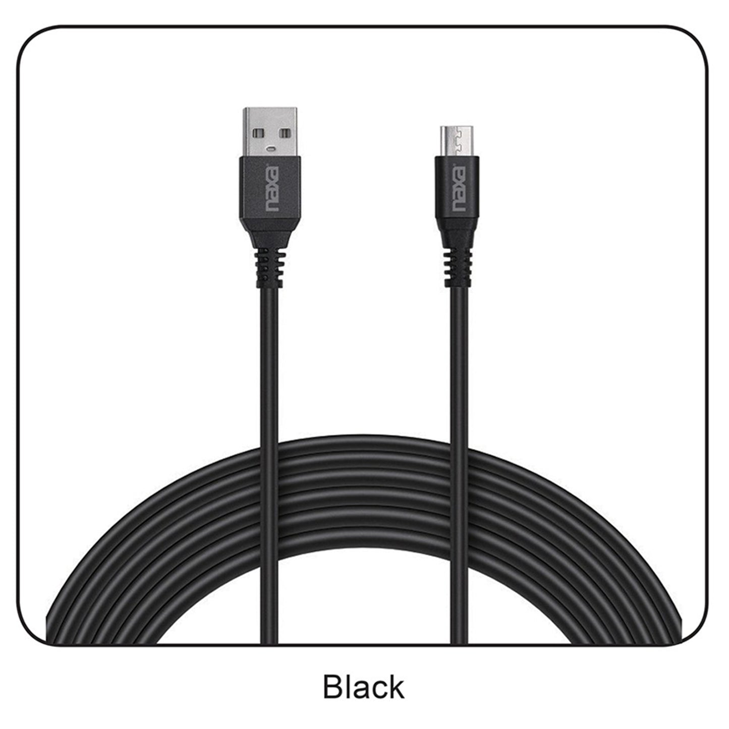 3 Ft. Fast Charge & Sync Round Micro USB Cable-BLACK