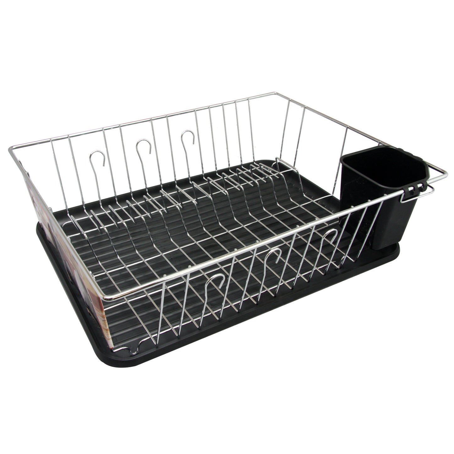 Better Chef 16" Chrome Dish Rack w Black Draining Tray