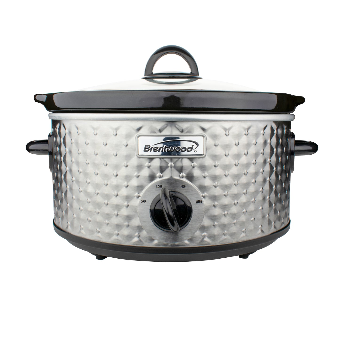Brentwood 3.5 Qt Diamond Pattern Slow Cooker in Stainless Steel