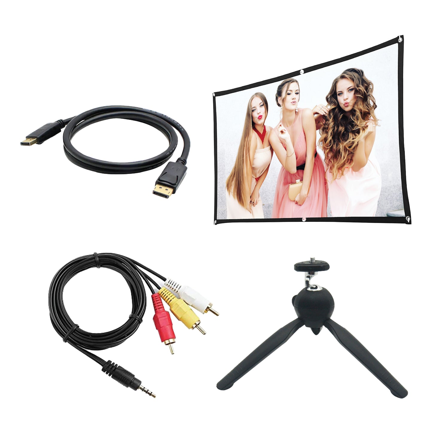 SuperSonic Home Theater Projector Accessories Kit w 100" Screen & Cables