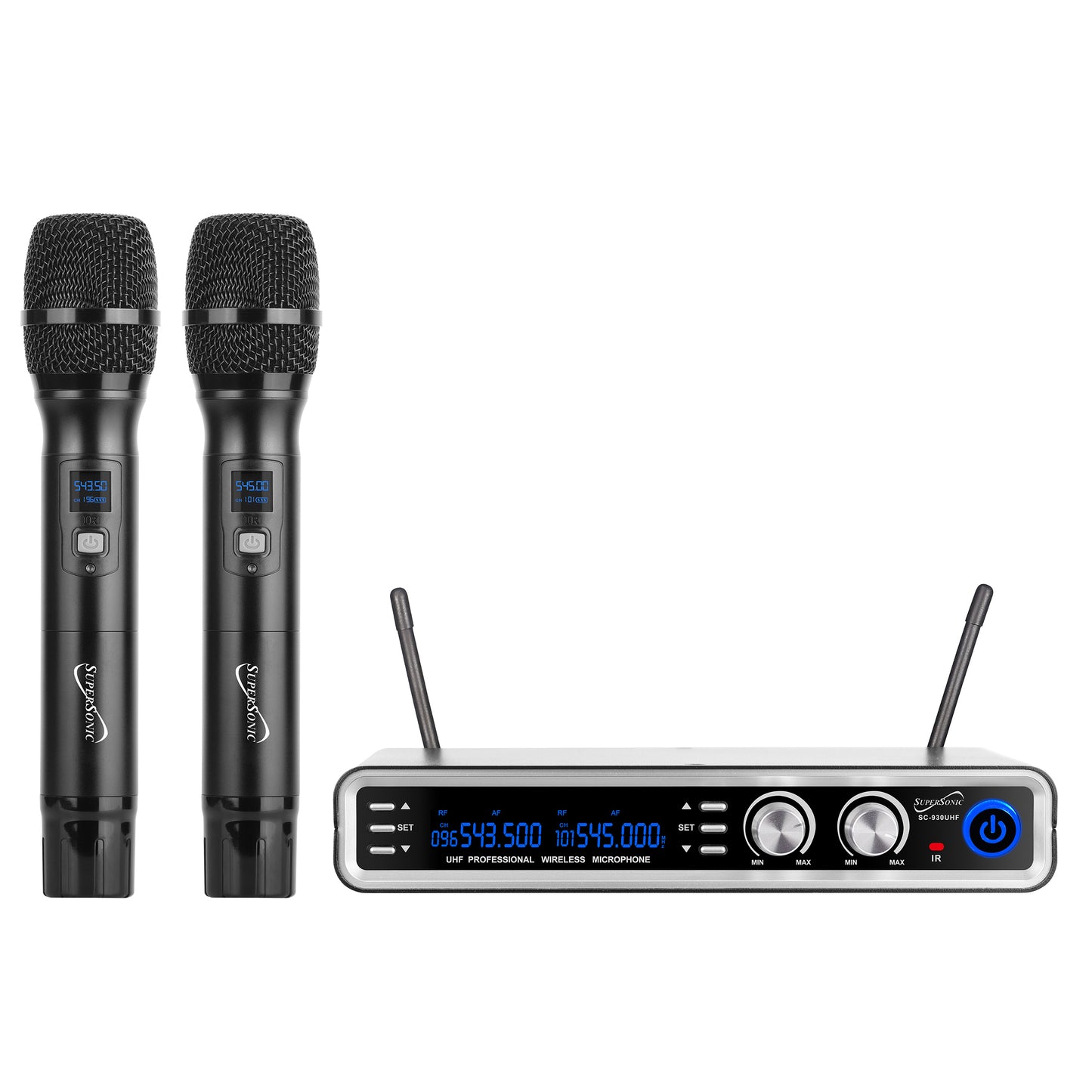 SuperSonic UHF Dual Fixed Channel Wireless Microphone System w 300' Range
