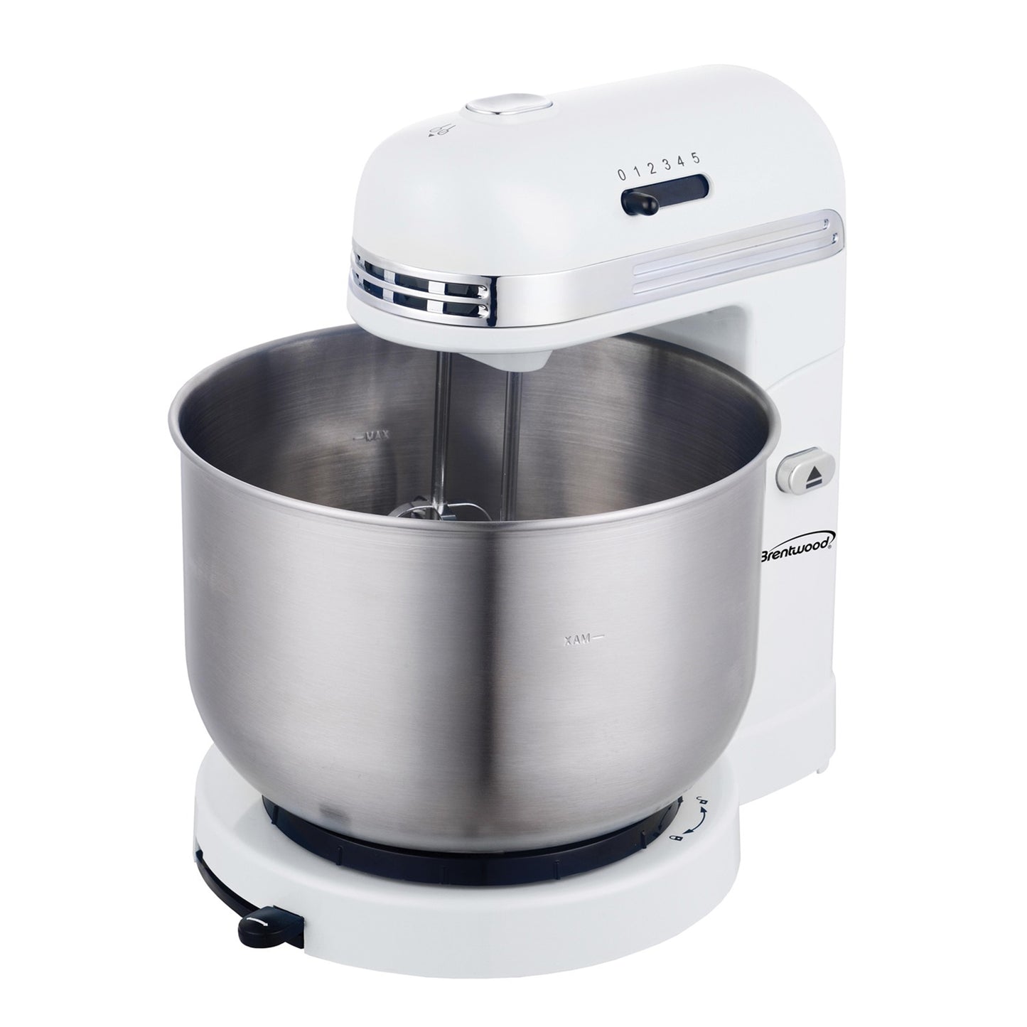 Brentwood 5 Speed Stand Mixer w 3.5 Qt Stainless Steel Mixing Bowl in White
