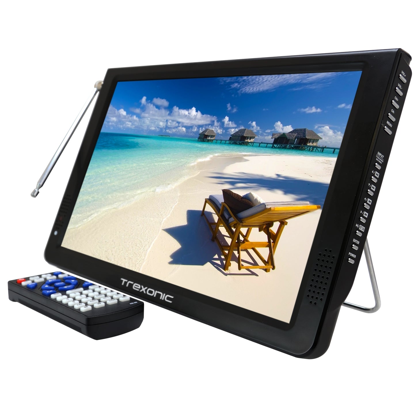 Trexonic 12” Portable LED Widescreen TV D12 Lightweight w Remote HDMI SD USB A