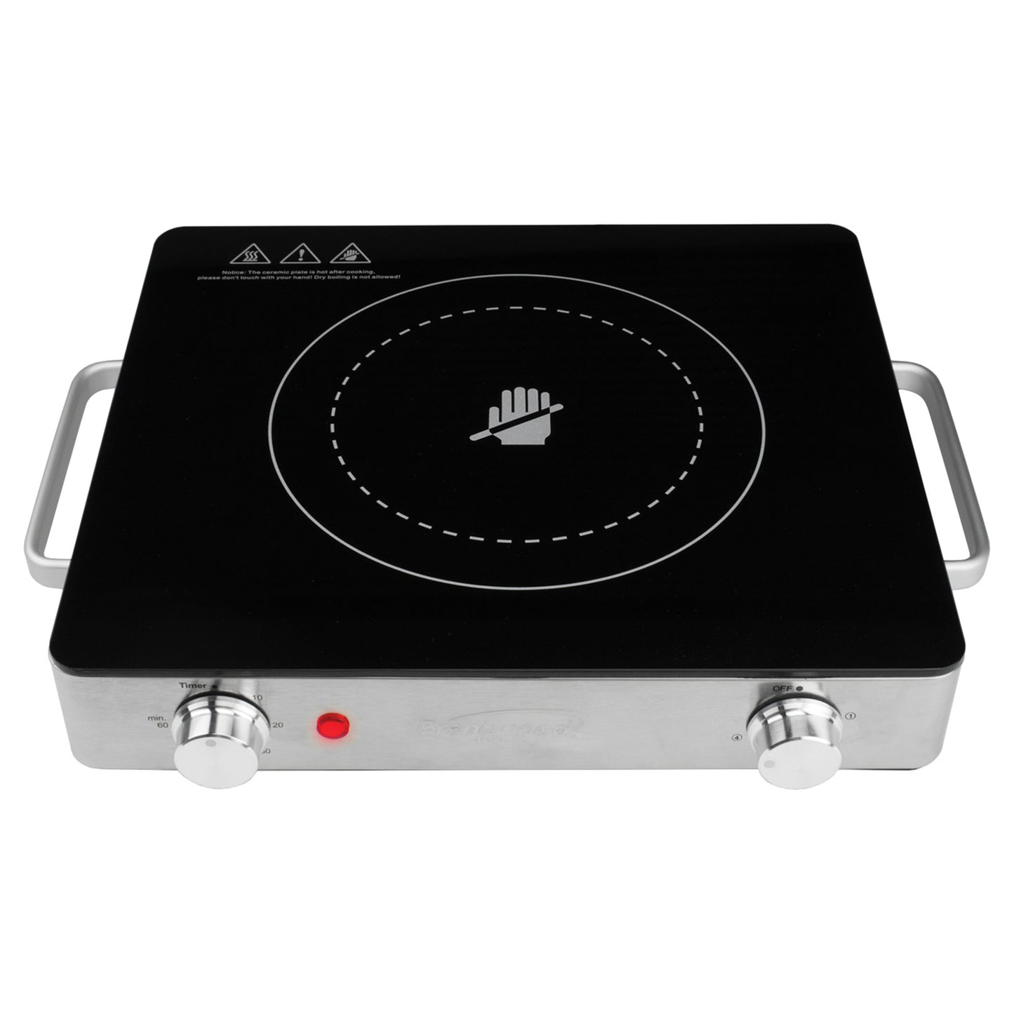 Brentwood 1200W Single Infrared Electric Countertop Burner Stainless w Timer