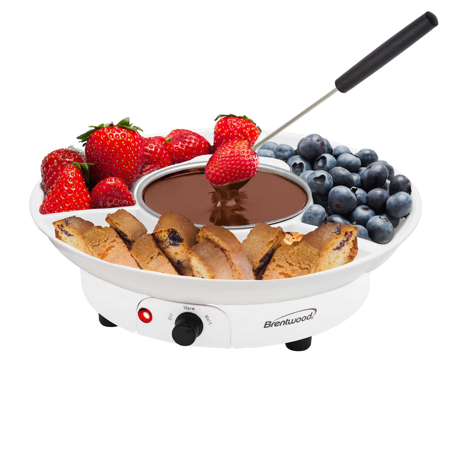Brentwood Electric Fondue Pot Set w 3 Section Tray & 4 Dipping Forks