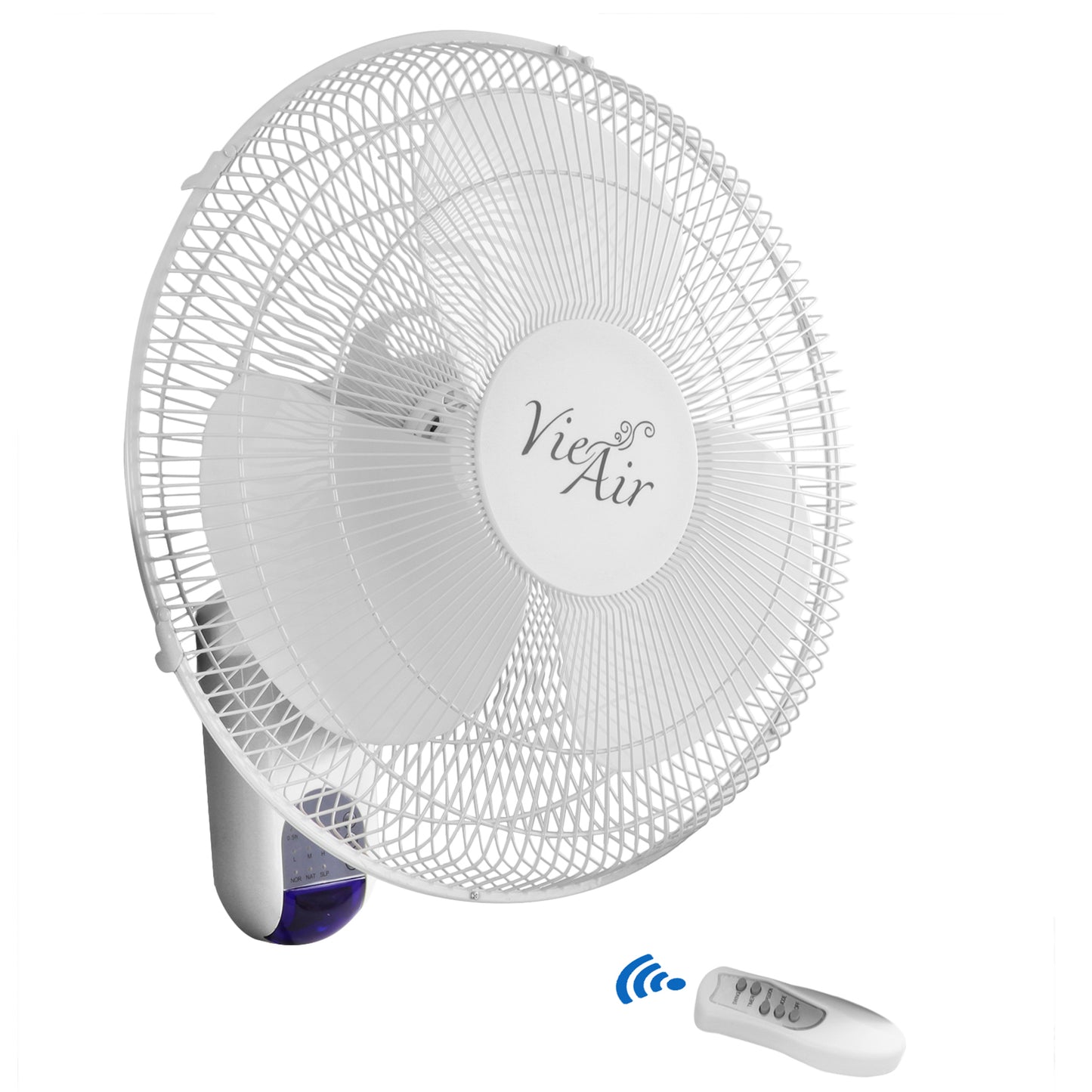 Vie Air 16" 3 Speed Plastic Wall Fan w Remote Control in White
