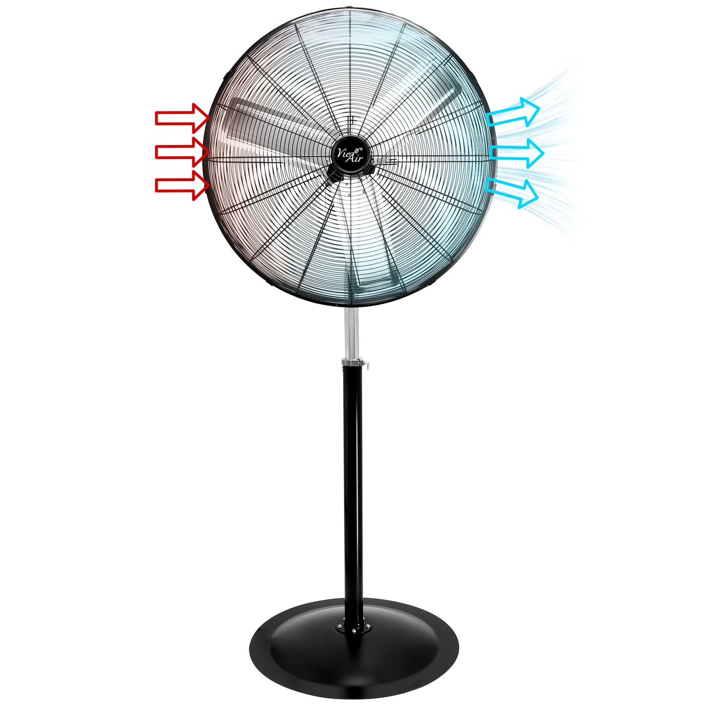 Vie Air 30" Industrial Heavy Duty Pedestal Oscillating Metal Stand Fan