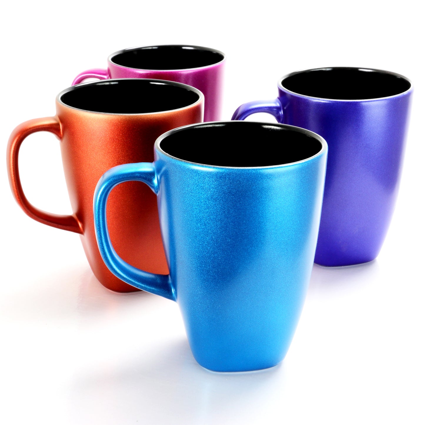 Gibson Mr. Coffee Luster Flare 4 Piece 16 Ounce Stoneware Mug Set in Assorted Colors