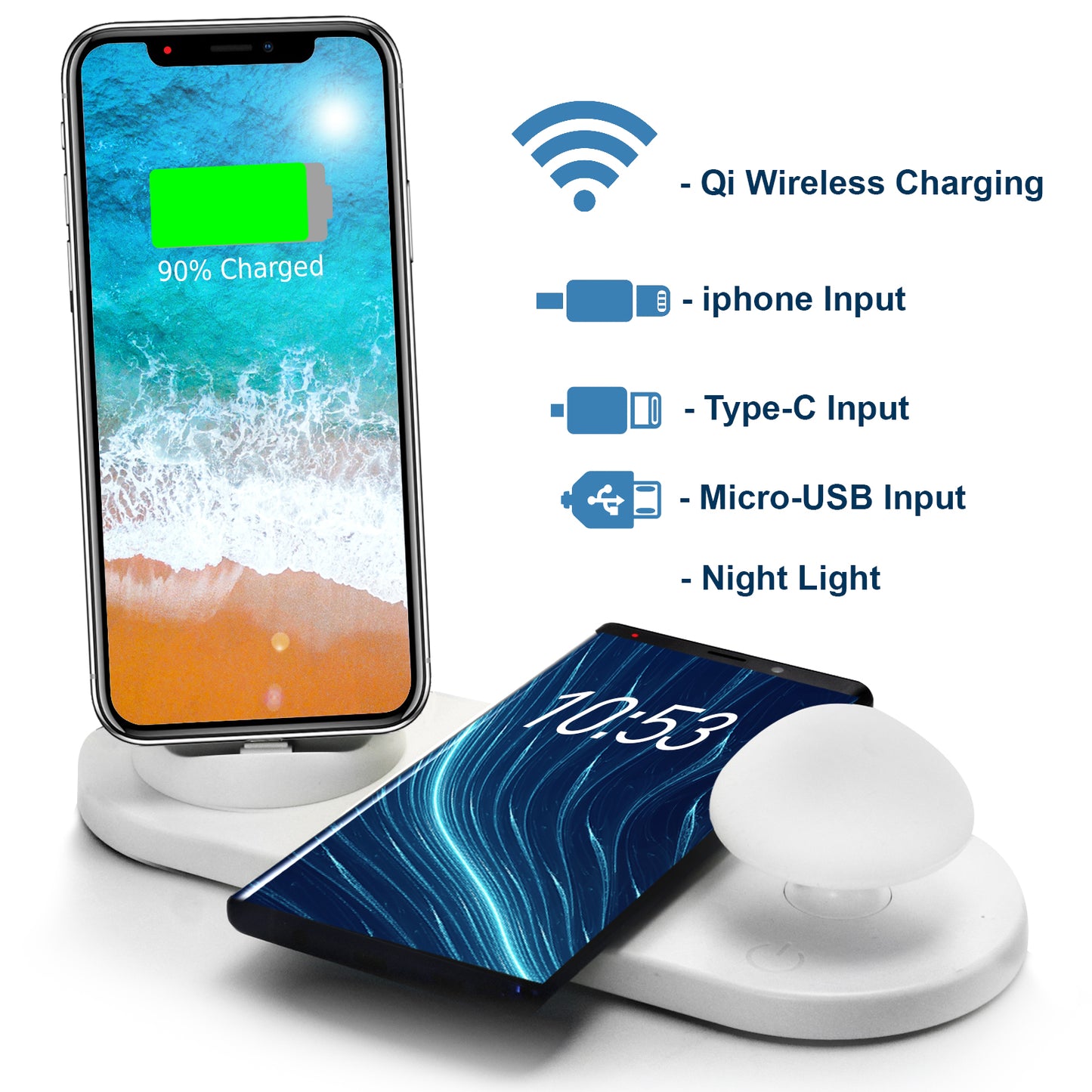 Trexonic Wireless Charger 3 in 1 Charger Dock with Wireless Charging Station and