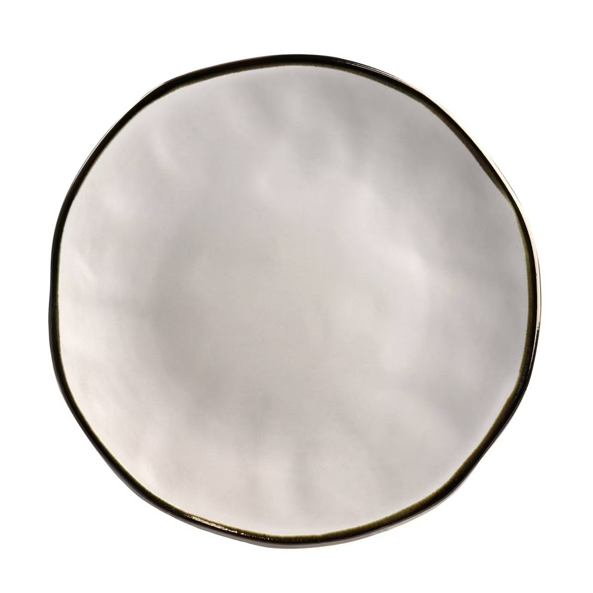 Elama Modern 16 pc Stoneware Dinnerware Set in Matte White w Gold Rim