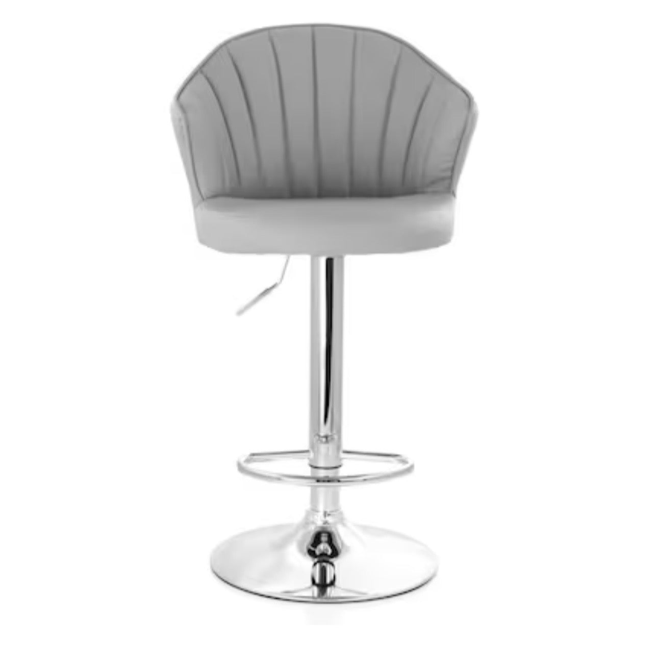 Elama 2 Piece Shell Back Faux Leather Adjustable Bar Stool Dark Gray w Chrome
