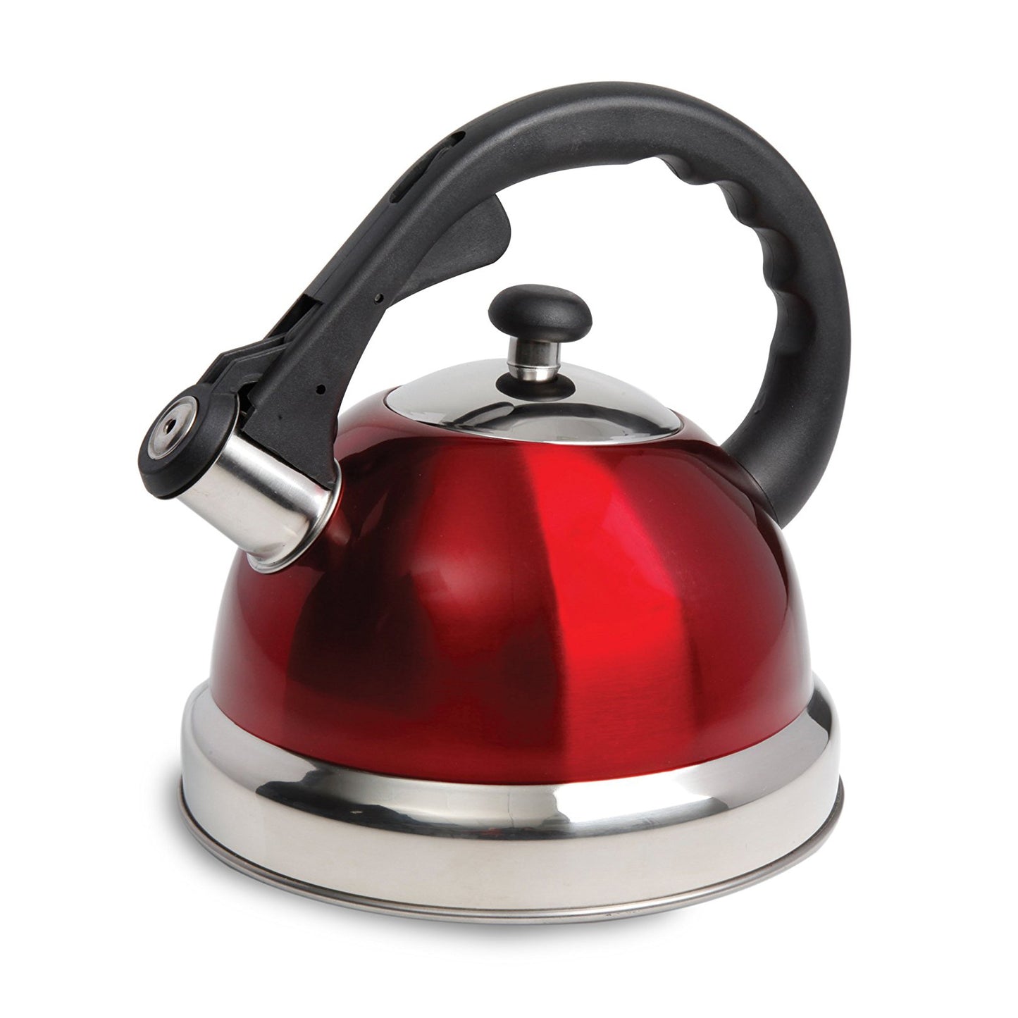 Mr Coffee Claredale 2.2 qt Stainless Steel Whistling Tea Kettle in Red w Nylon H