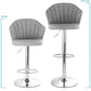 Elama 2 Piece Shell Back Faux Leather Adjustable Bar Stool Dark Gray w Chrome