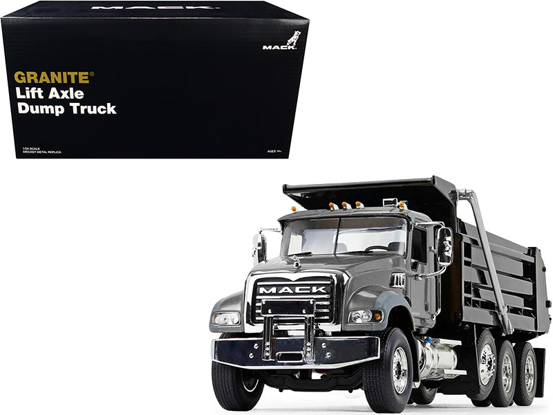 Mack Granite MP Dump Truck Stormy Gray Metallic Black 1/34 Diecast Model First