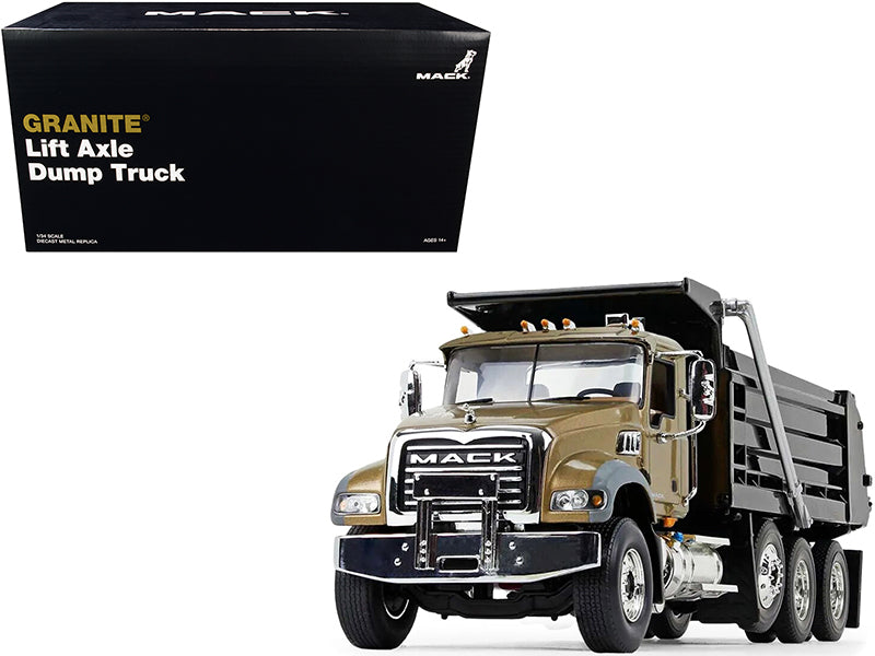 Mack Granite MP Dump Truck Gold Black 1/34 Diecast Model First Gear