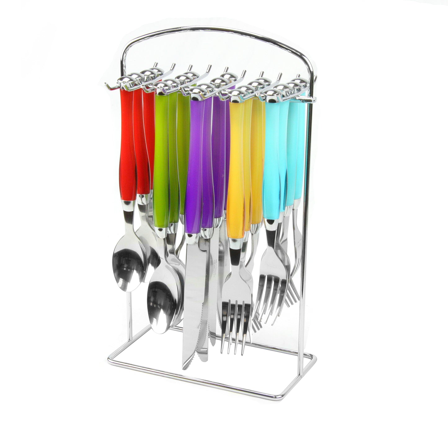 Gibson Home Santoro 20-Piece Stainless Steel Flatware Set w Hanging Rack inAsso
