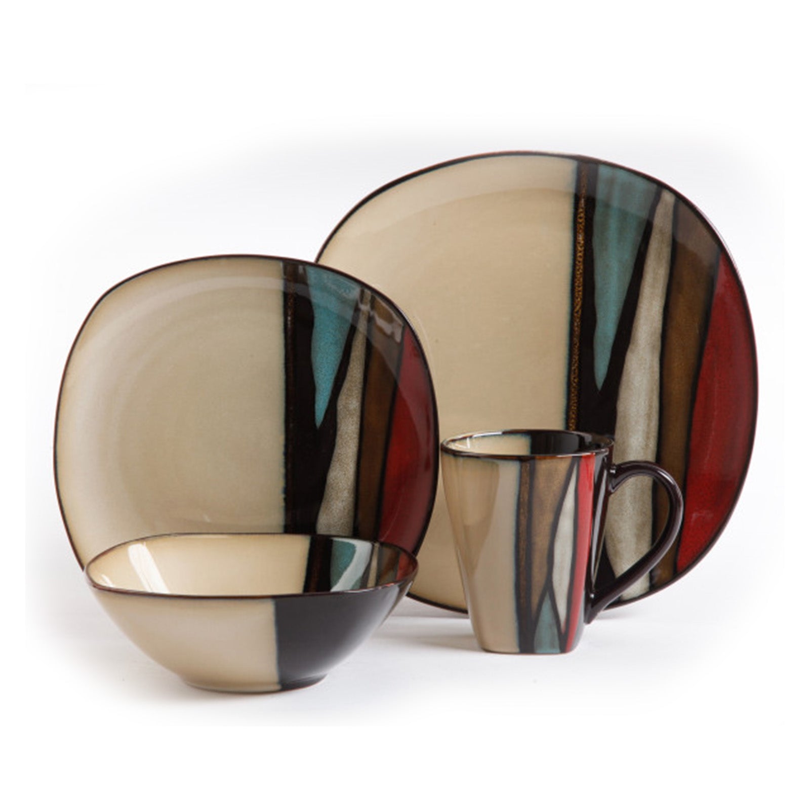 Gibson Elite Althea 16-Piece Stoneware Dinnerware Set Red