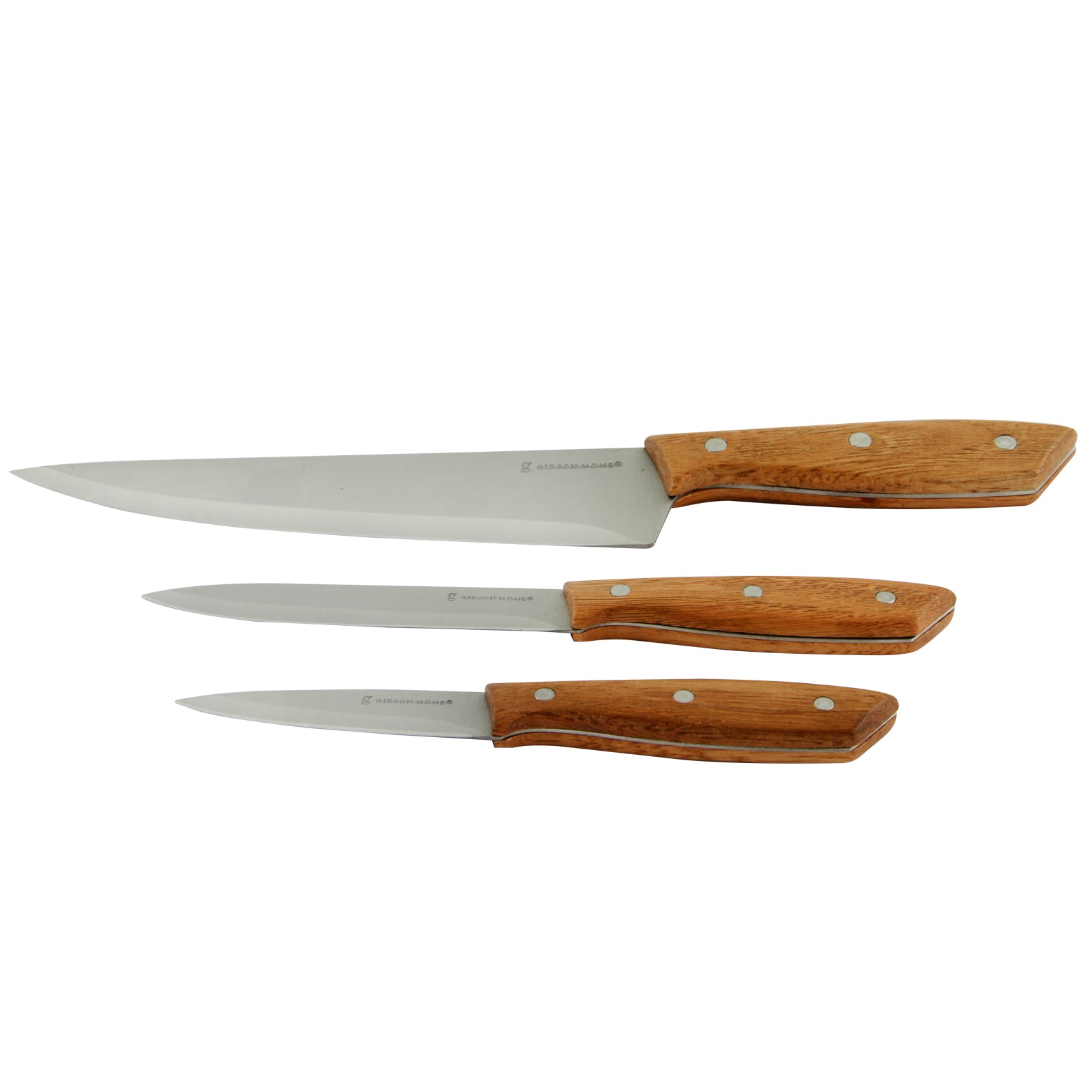Gibson Home Seward 3 Piece Stainless Steel Cutlery Set w Wood Handles