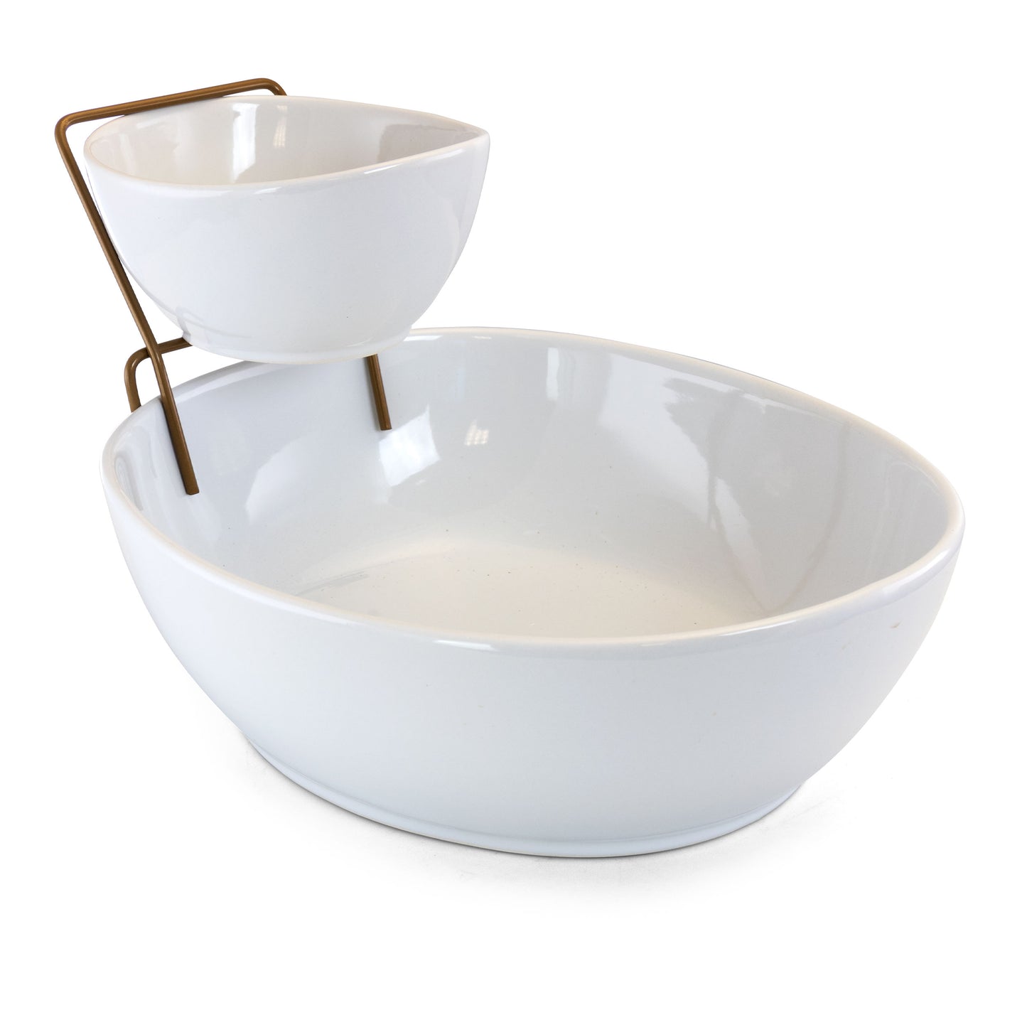 Gibson Elite Gracious Dining 2 Tier Chip & Dip Server Set w Metal Rack