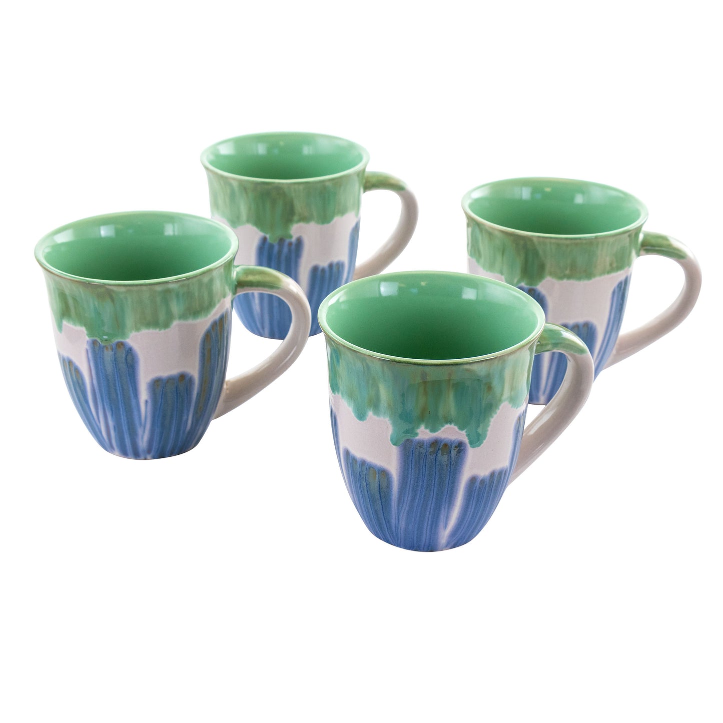Meritage Coral 4 pc 20 oz Stoneware Cup Set in Green