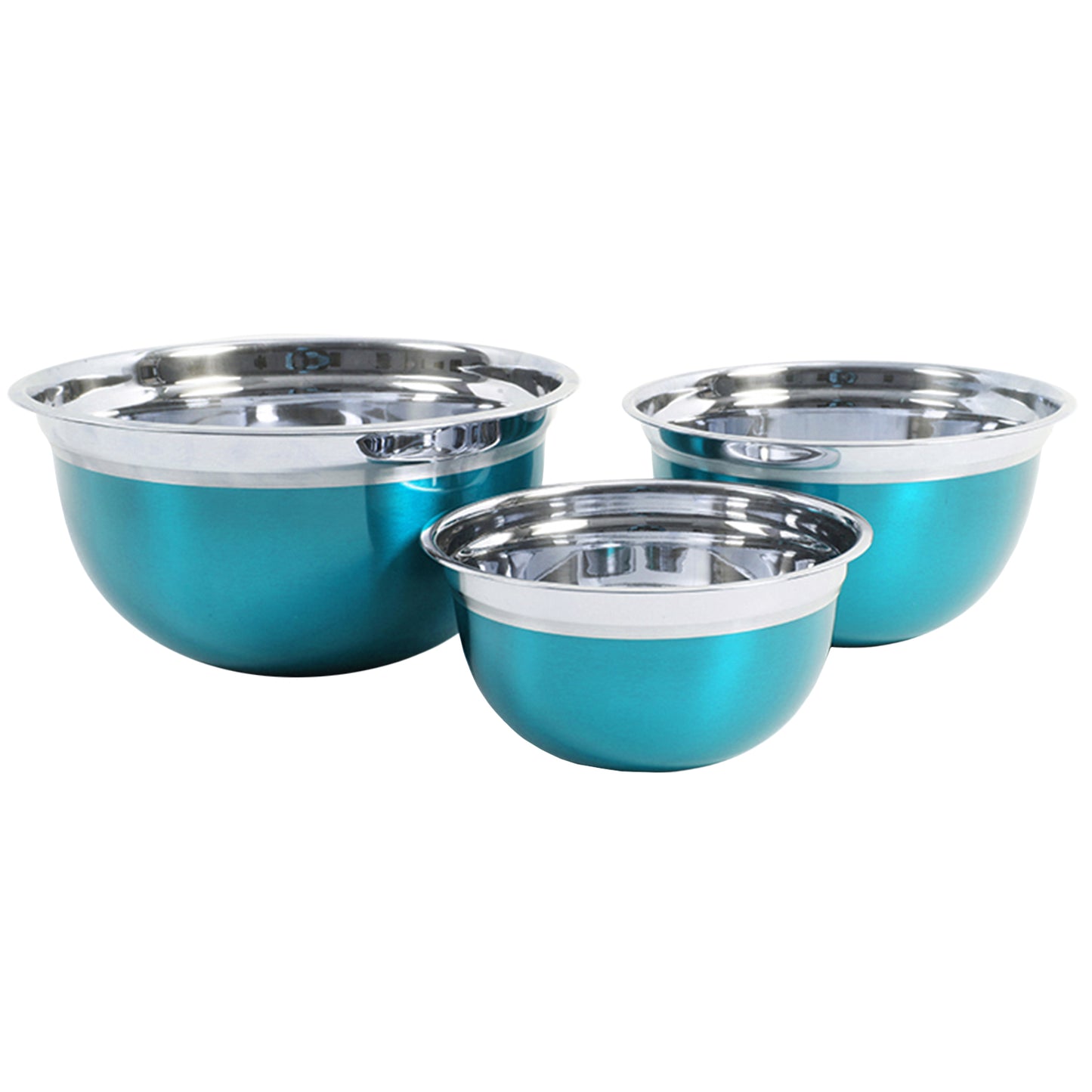 Oster Rosamond 3 Piece Stainless Steel Round Mixing Bowls Turquoise