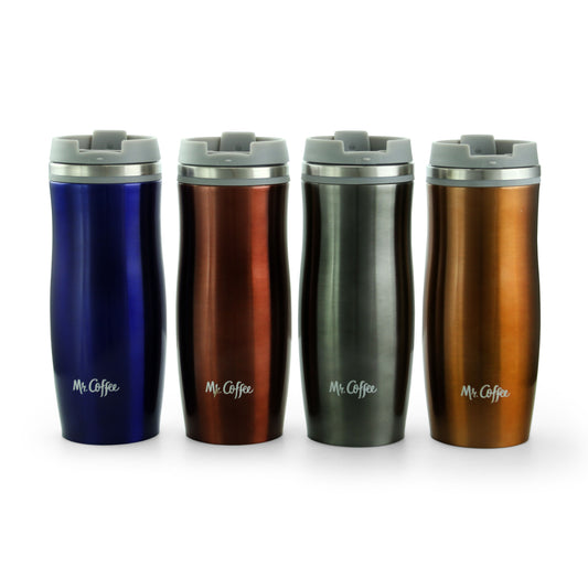 Mr. Coffee Kendrick 4 Piece Stainless Steel 10 oz Thermal Travel Tumbler Cup Se