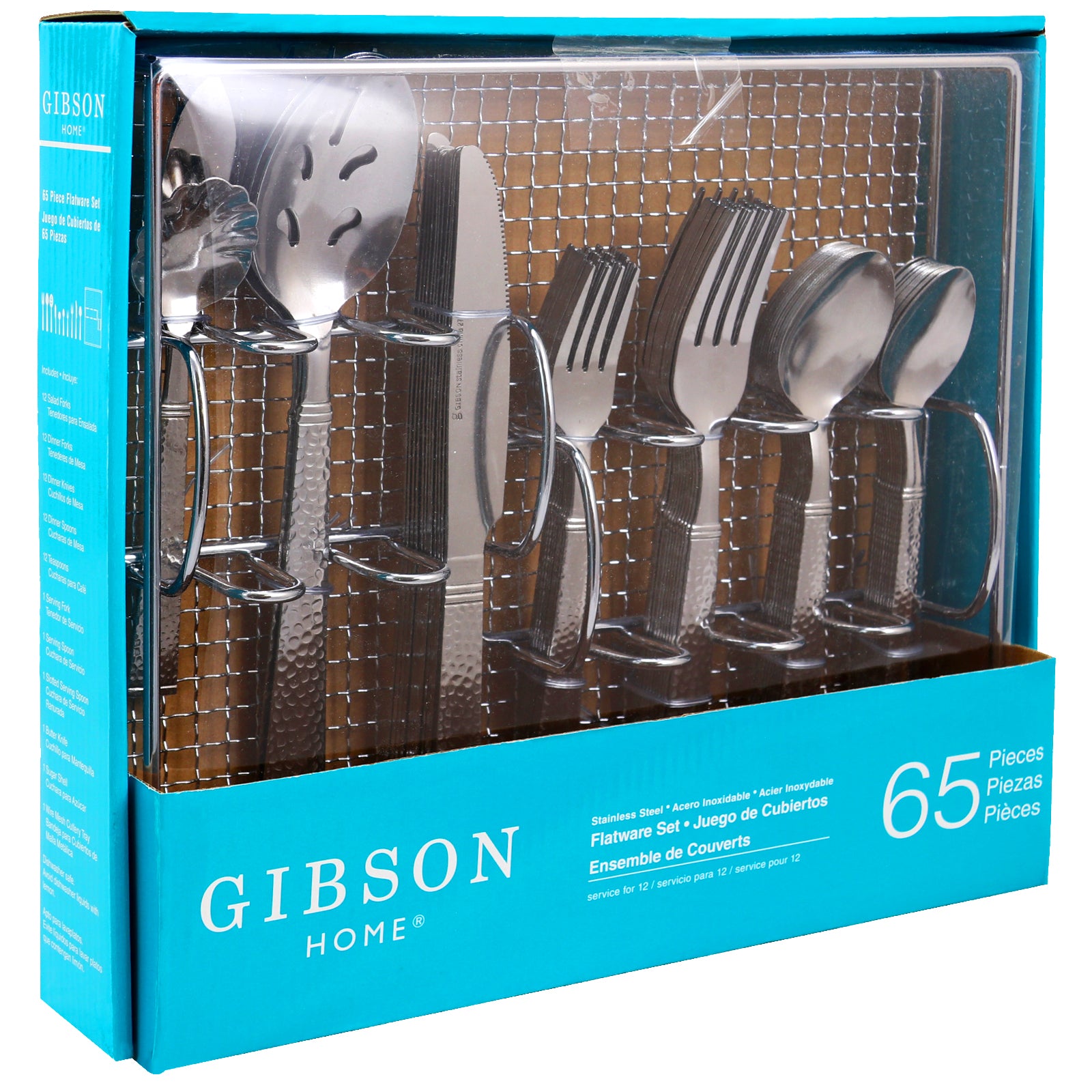 Gibson Home Prato 65 Piece Flatware Set w Wire Caddy