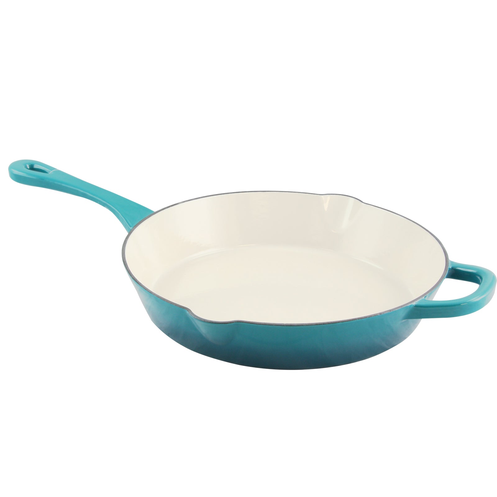 Crock Pot Artisan 12" Round Enameled Cast Iron Skillet in Teal Ombre