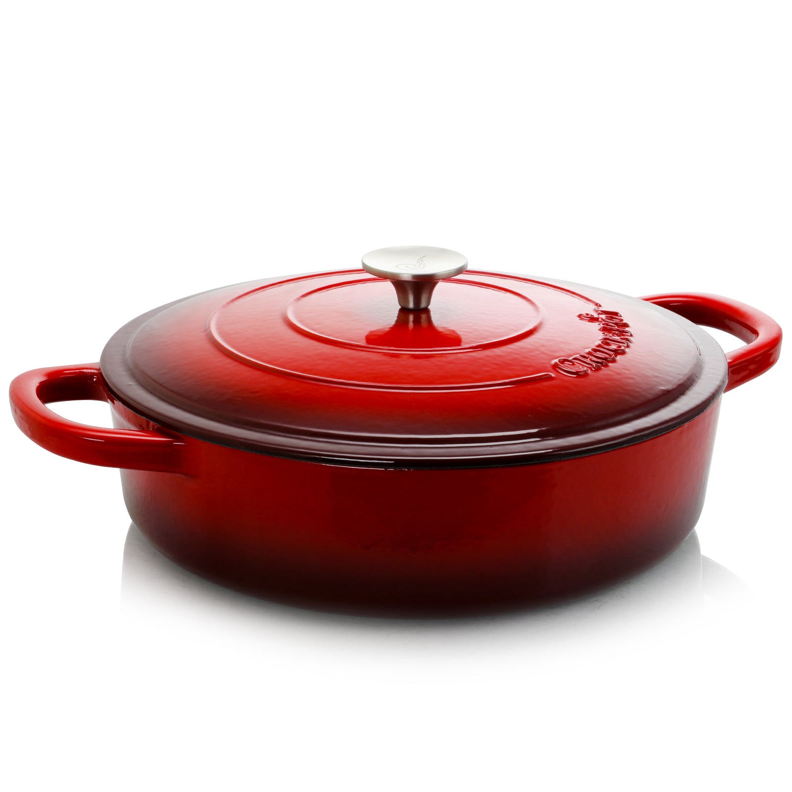 Crock Pot Artisan Enameled Cast Iron 5 Quart Round Braiser Pan w Self Basting Li