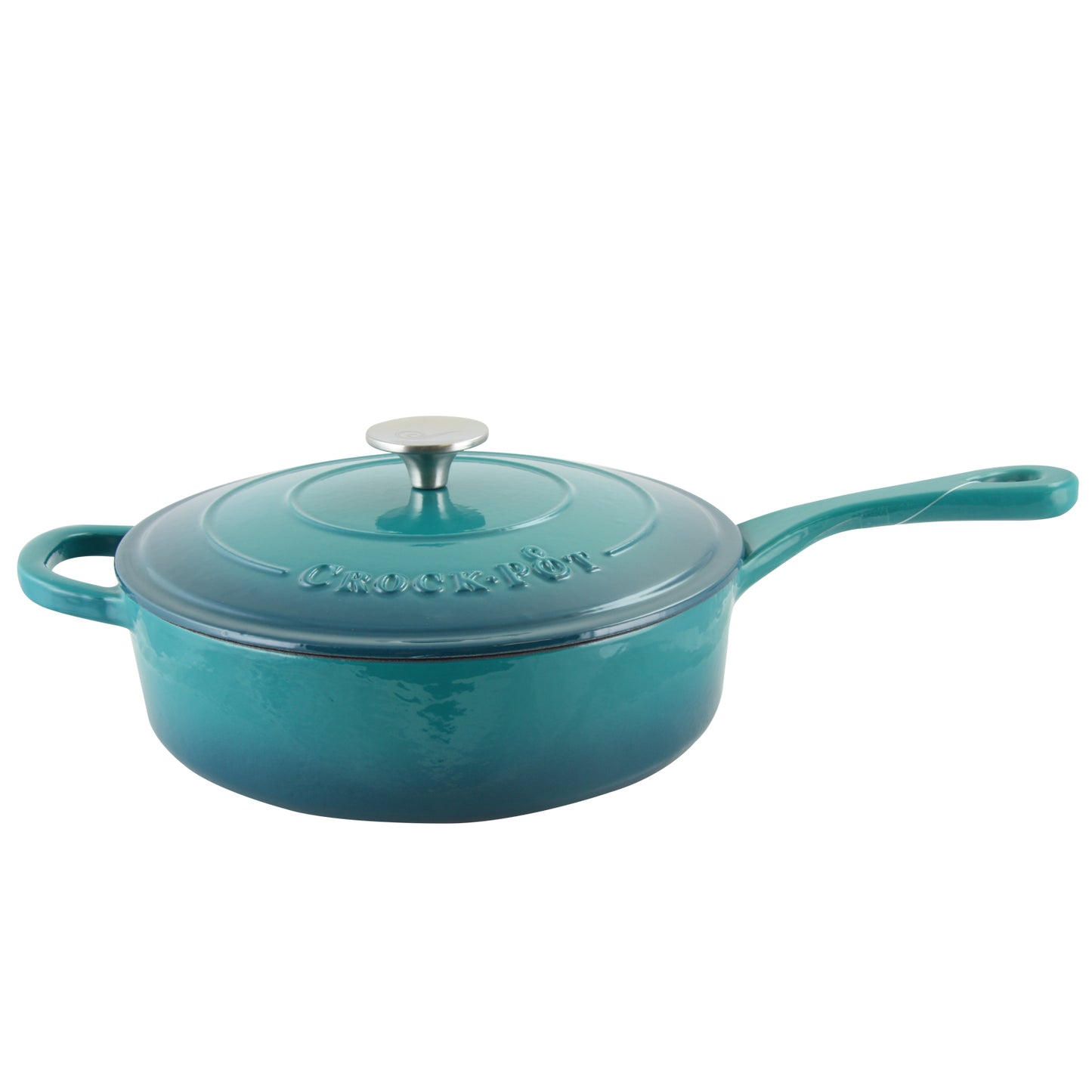 Crock Pot Artisan 3.5 Qt Teal Ombre Enameled Cast Iron Deep Sauté Pan with Lid