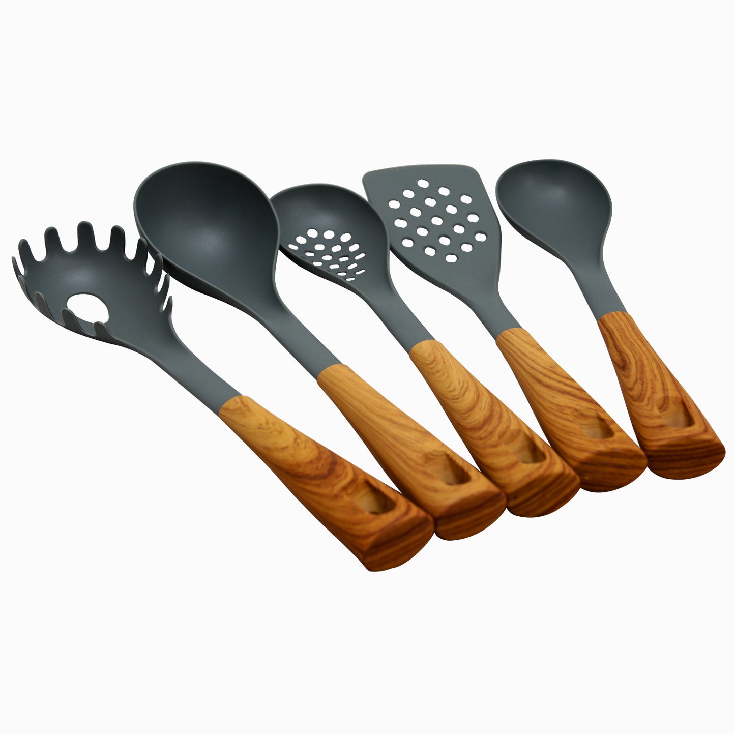Oster Everwood Kitchen Nylon Tools Set w Wood Inspired Handles Set of 5