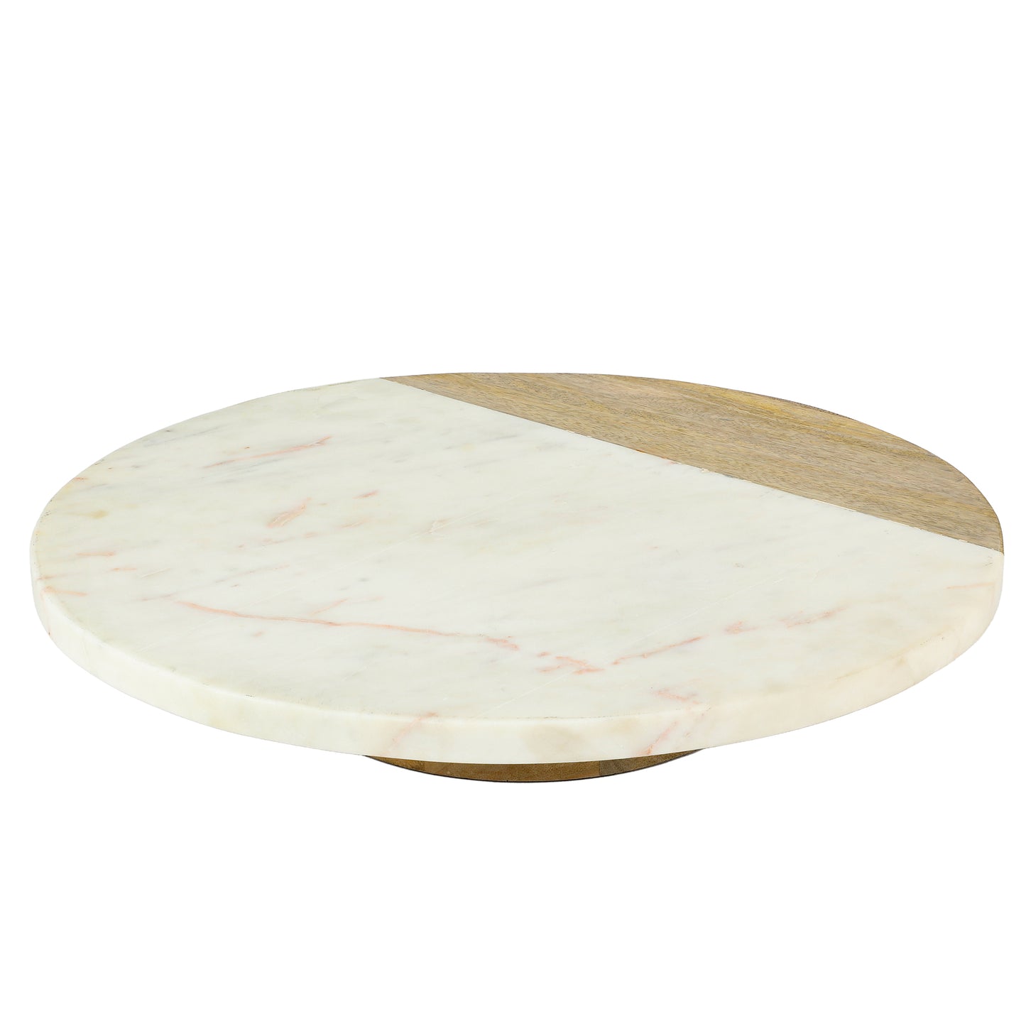 Laurie Gates 16" Lazy Susan in Natural Wood & White Marble