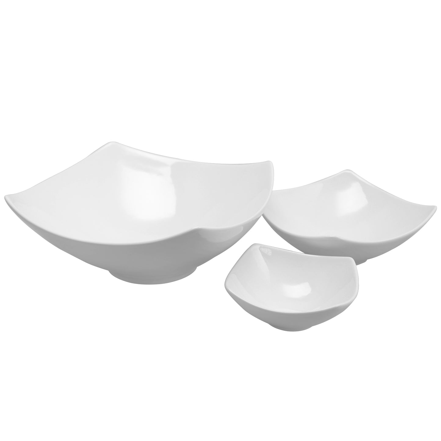 Gibson Elite Gracious Dining 3-pc Stoneware Square Bowl Set in White