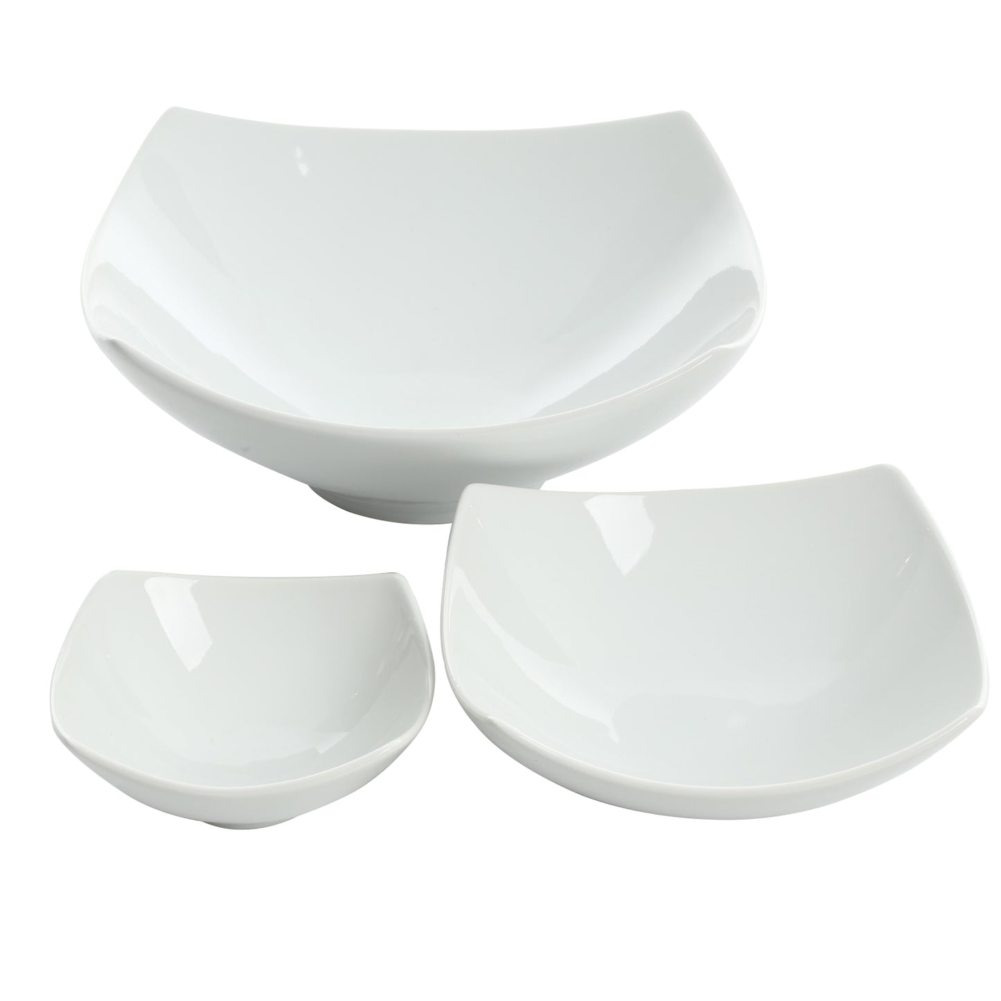 Gibson Gracious Dining 3 pc Ceramic Bowl Set in White