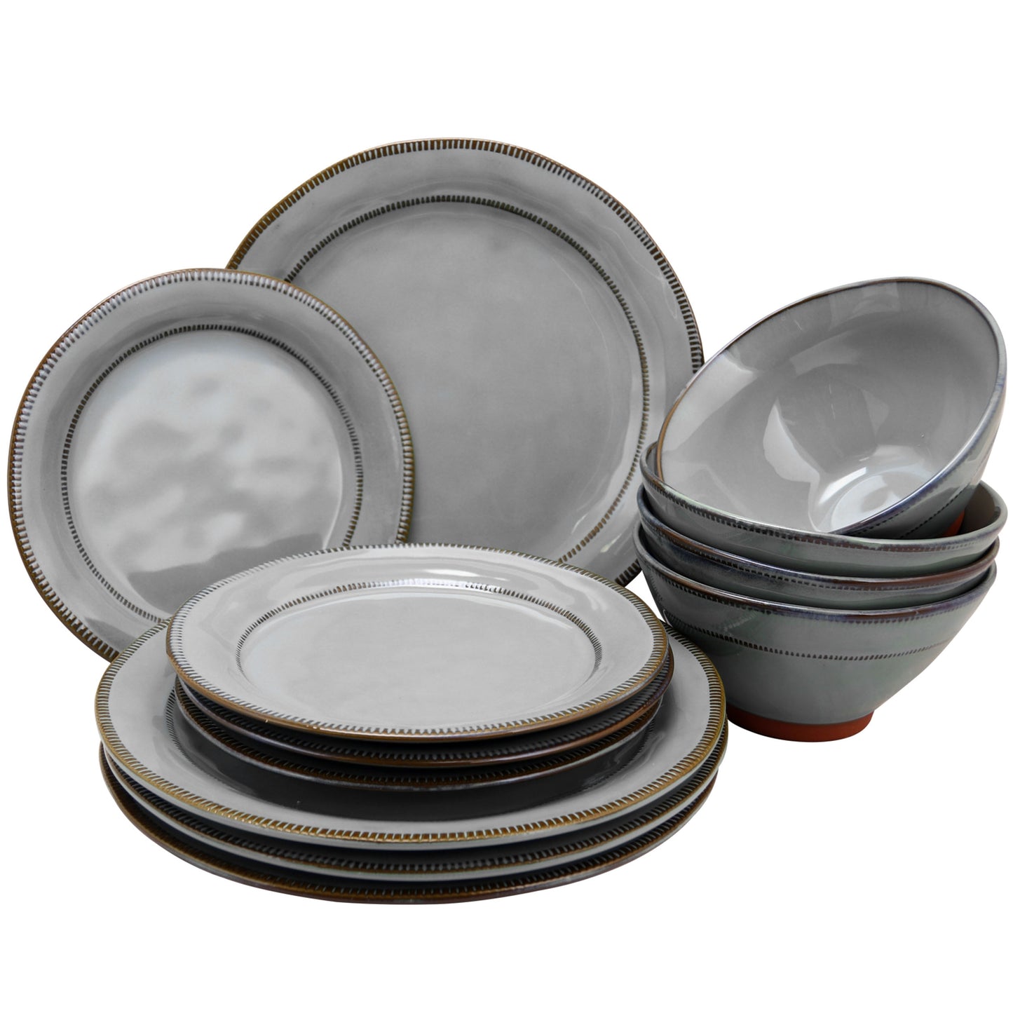 Gibson Elite Terranea 12 pc Stoneware Dinnerware Set in Grey