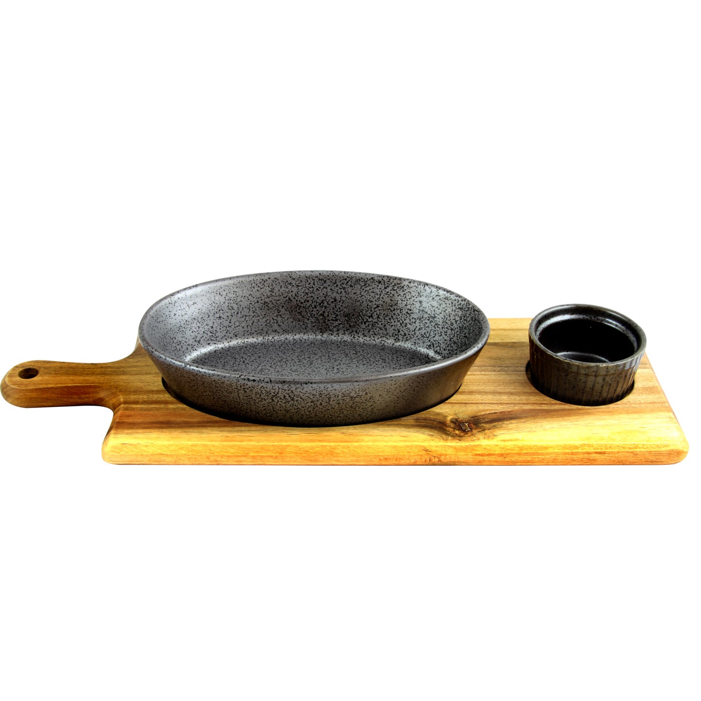 Gibson Elite Gracious Dining 3-Piece Reactive Fine Ceramic Bowl Set Acacia Wood 