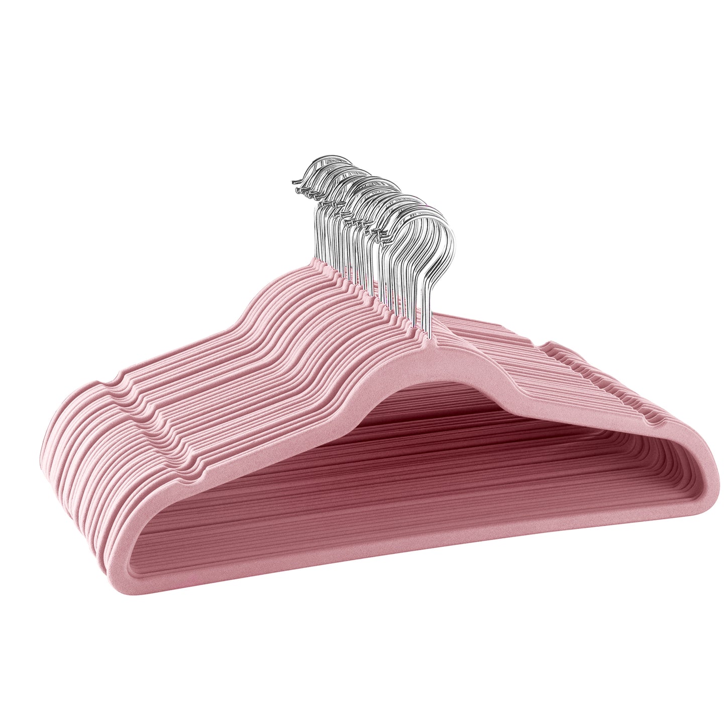 Elama 30 Pc Velvet Heavy Duty PINK Felt Hangers w Stainless Steel Swivel Hooks